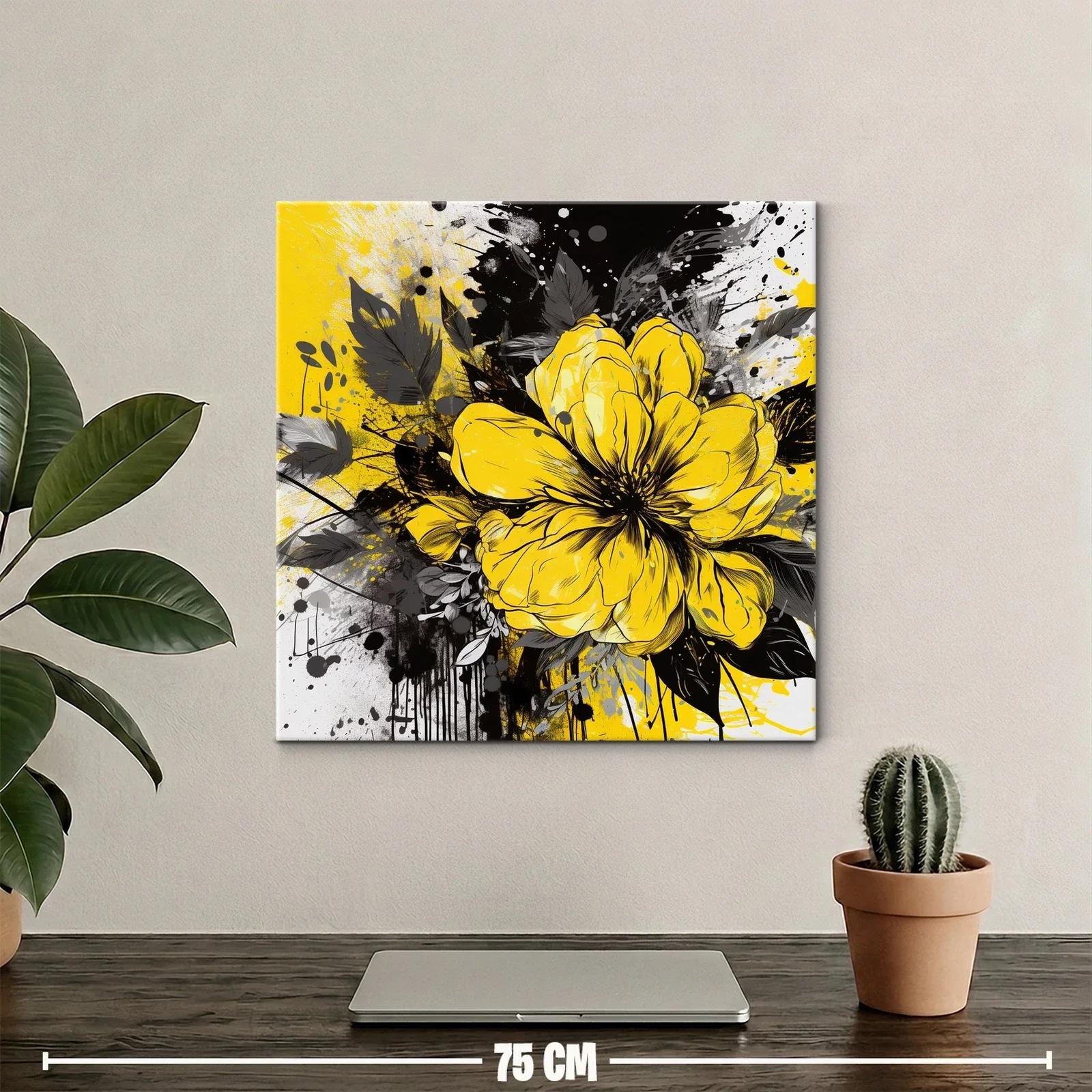 Flor amarilla brillante con hojas en tonos oscuros — miniatura 2