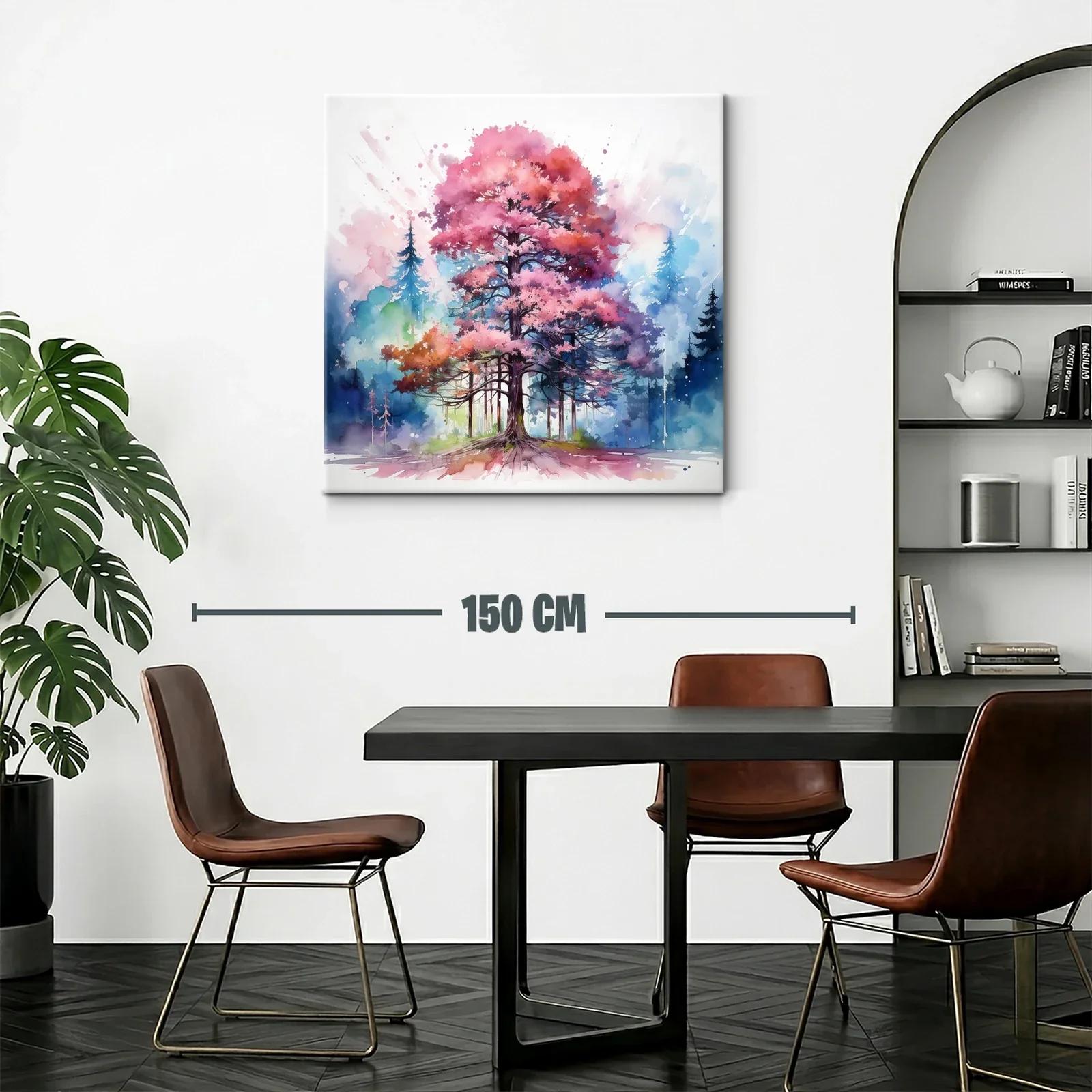 Árbol vibrante con tonos rosas y azules en entorno natural — miniatura 2