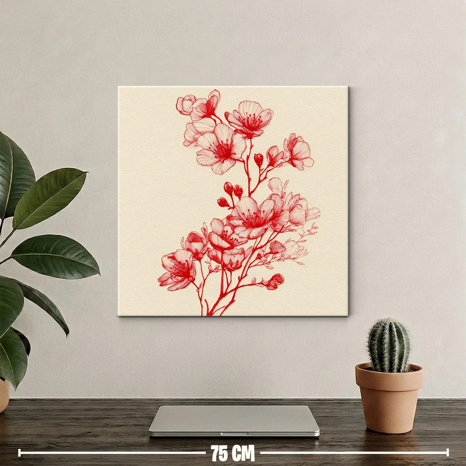 Delicada ilustración floral en tonos rojos vibrantes — miniatura 2