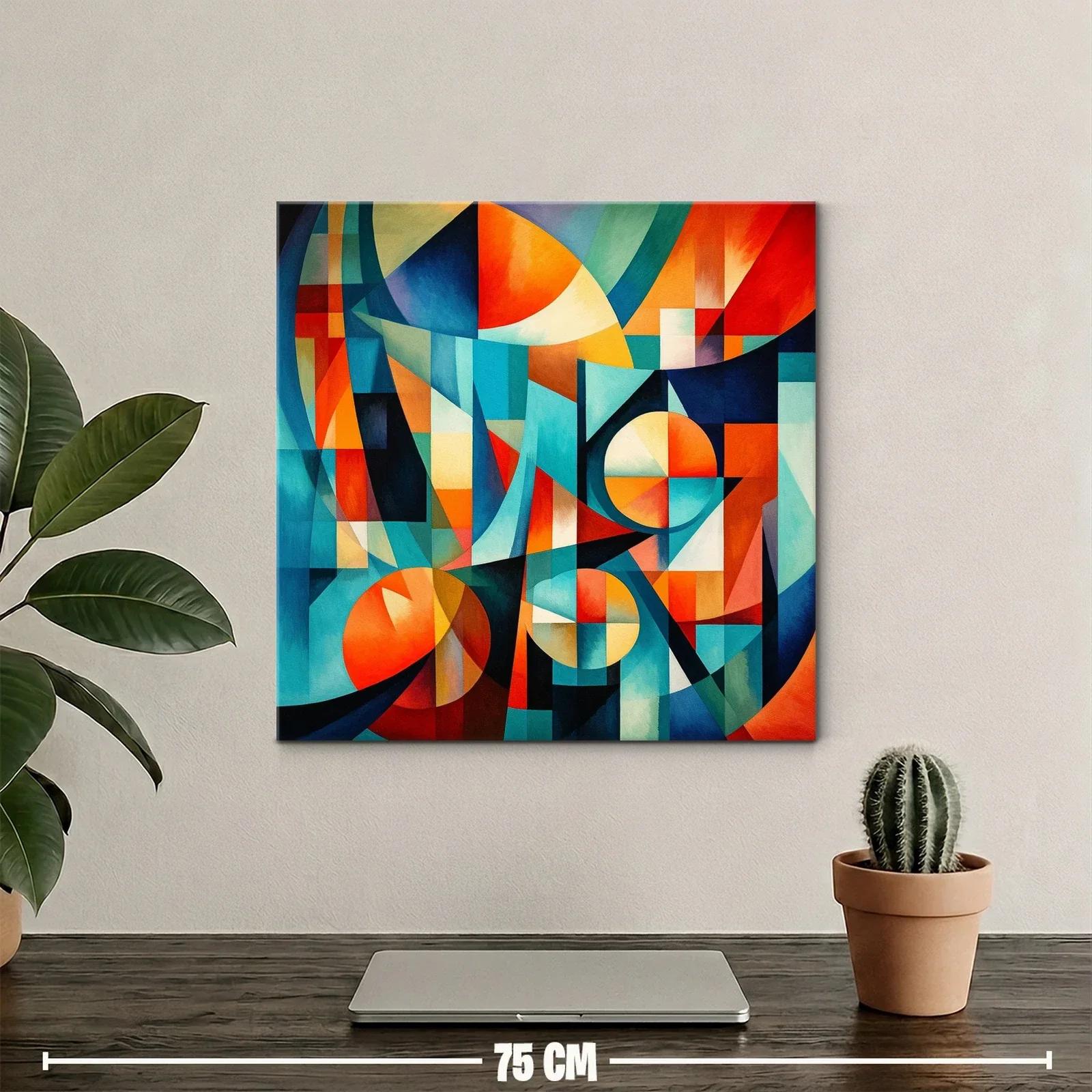 Composición abstracta en tonos cálidos y fríos vibrantes — miniatura 2