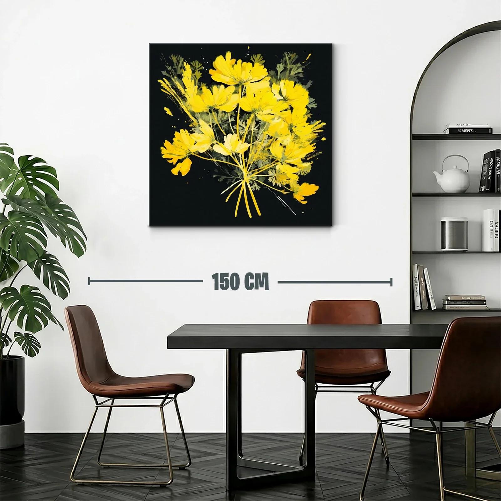 Ramo vibrante de flores amarillas con fondo oscuro — miniatura 2