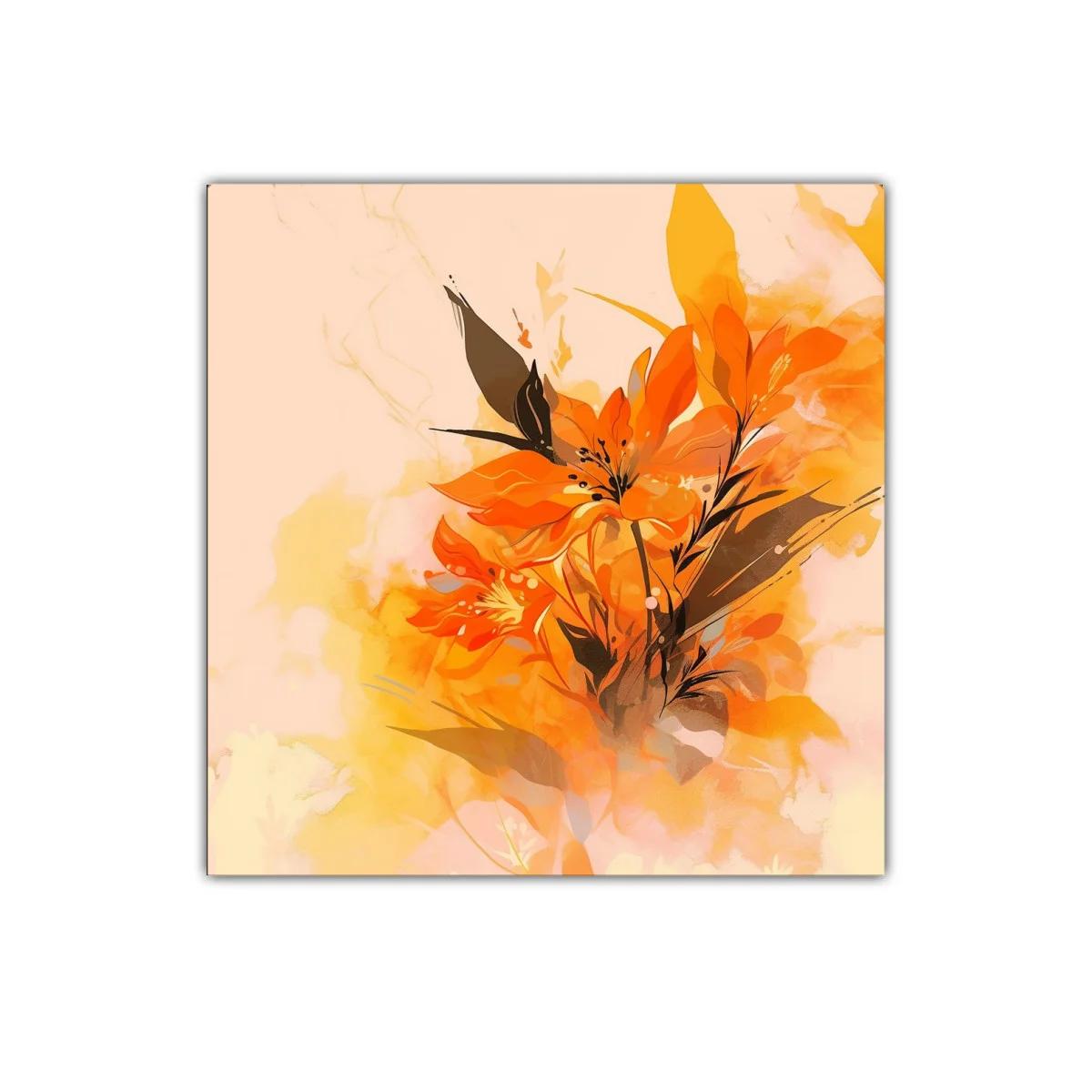 Cuadro decorativo con ramo floral vibrante y tonos cálidos — imagen principal