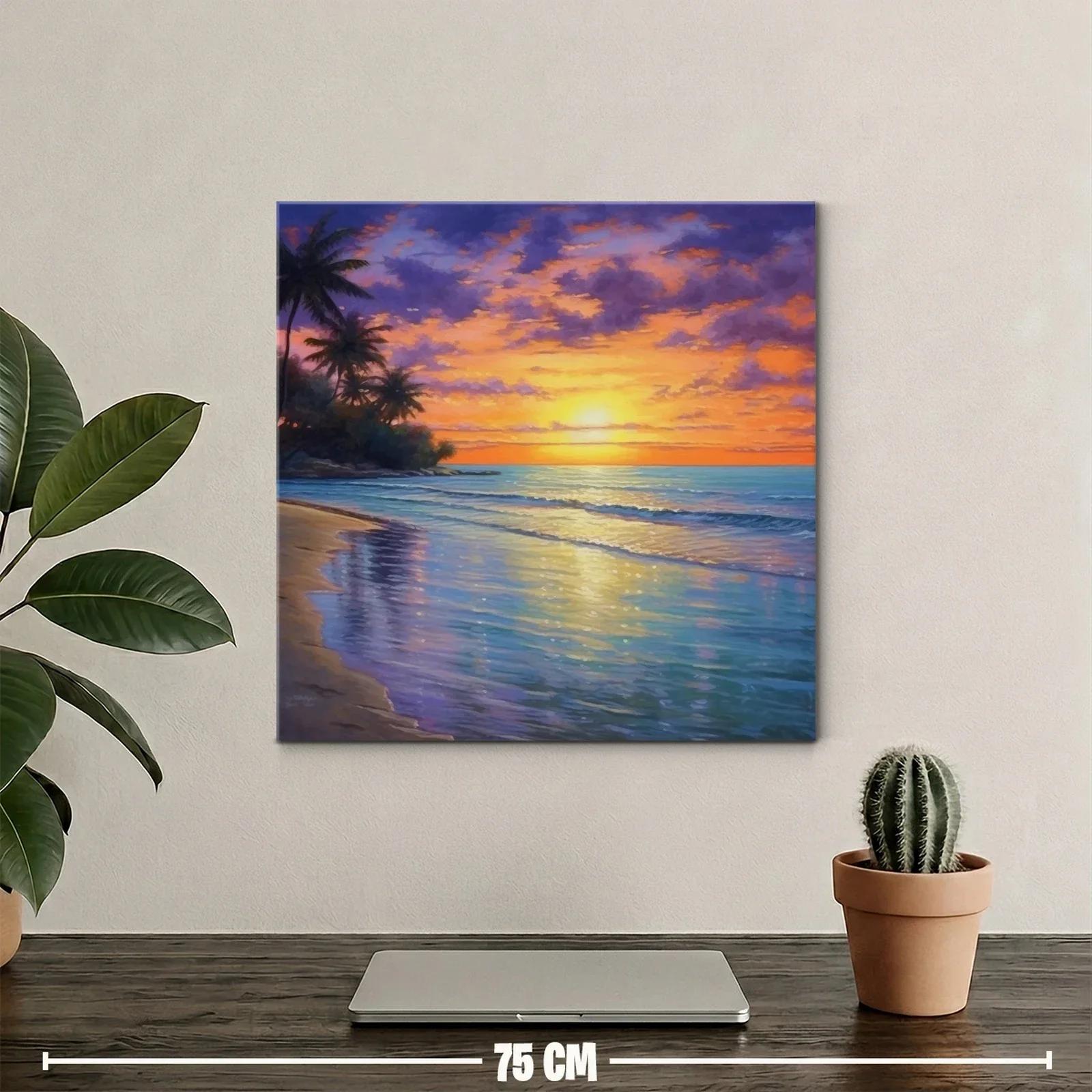 Atardecer tropical con palmeras y reflejos marinos — miniatura 2