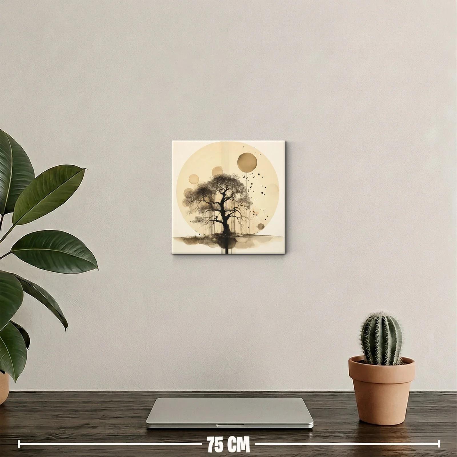 Árbol abstracto con círculos en tonos sepia — miniatura 2