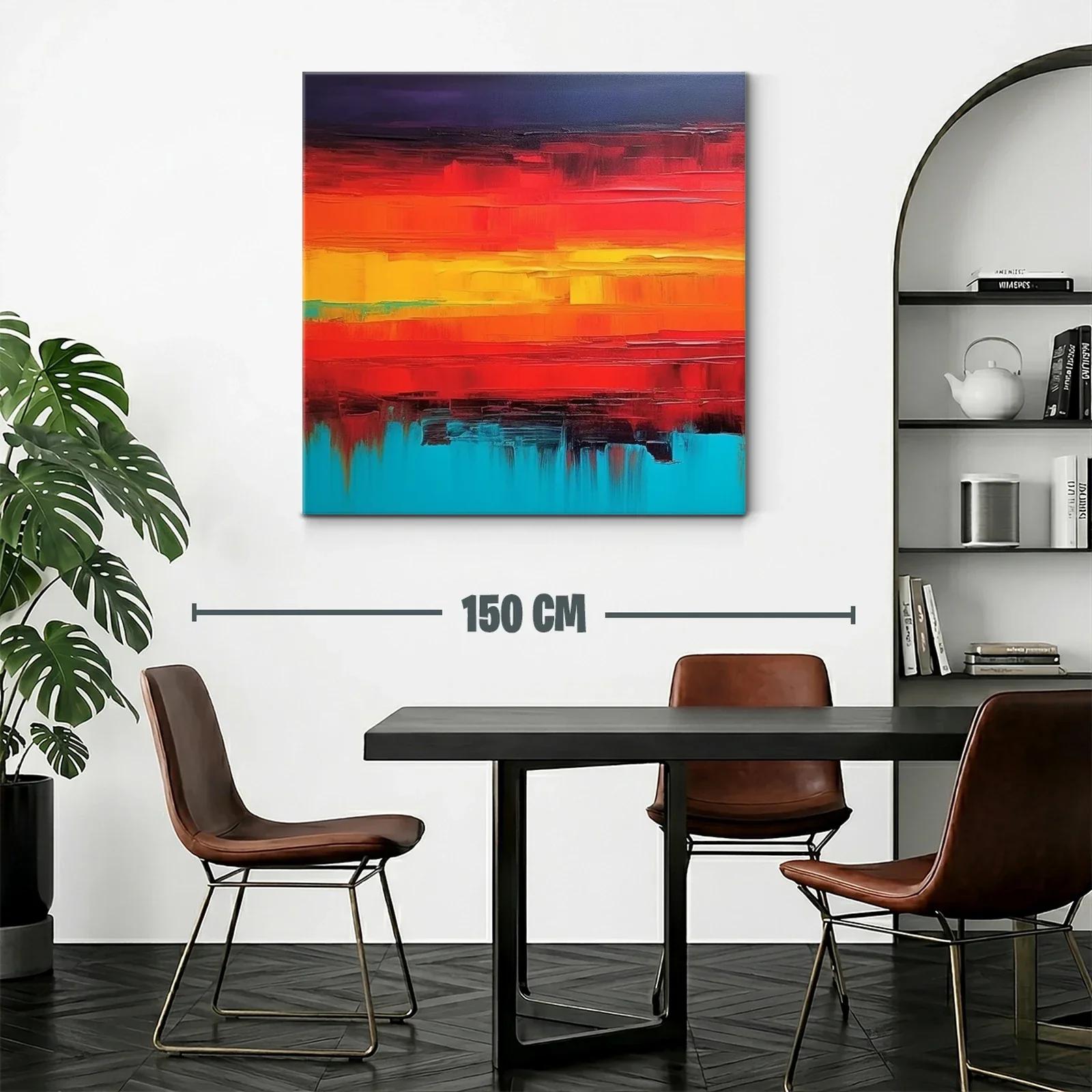 Cuadro abstracto con vibrantes tonos cálidos y fríos — miniatura 2