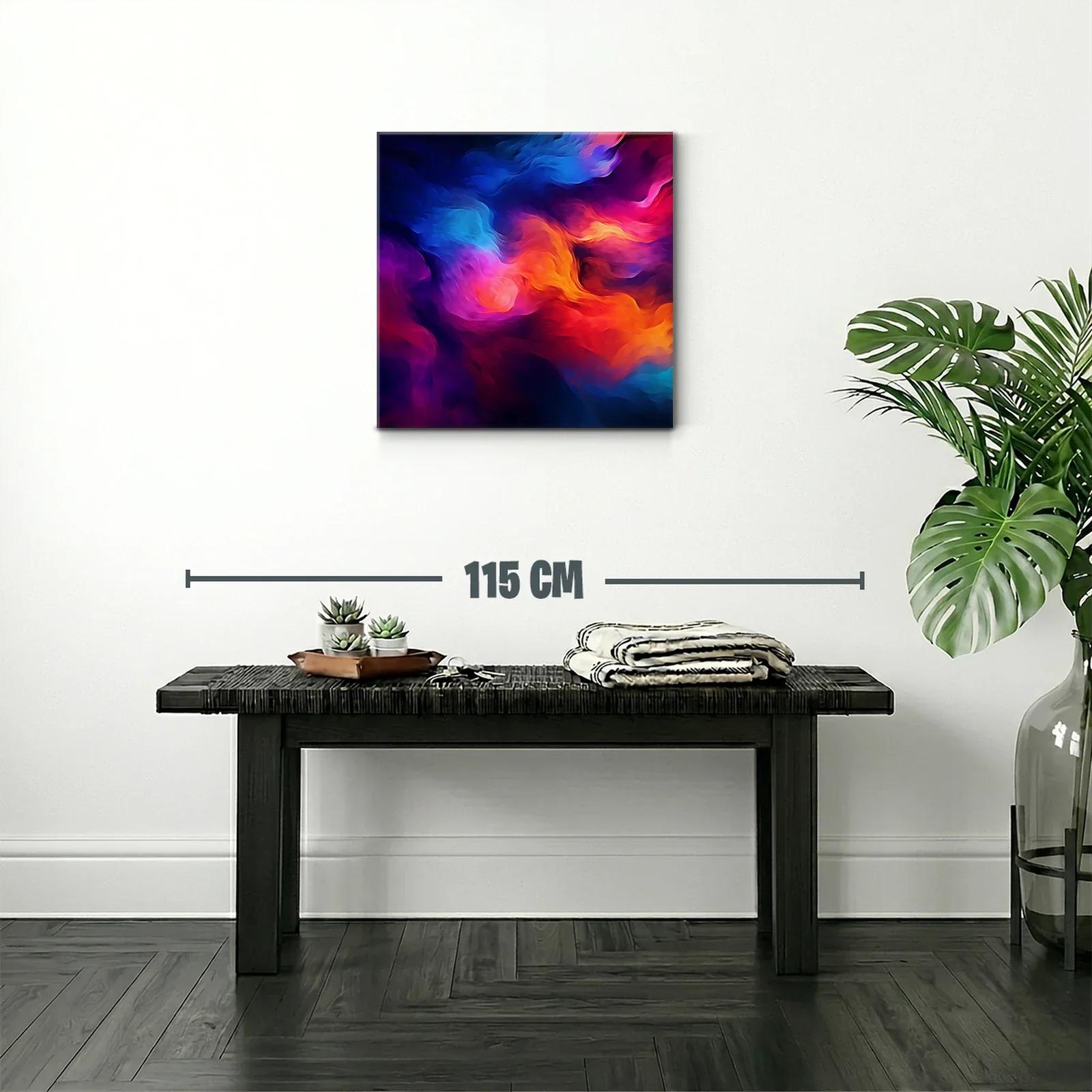 Cuadro abstracto con vibrantes tonos cálidos y fríos en movimiento — miniatura 2