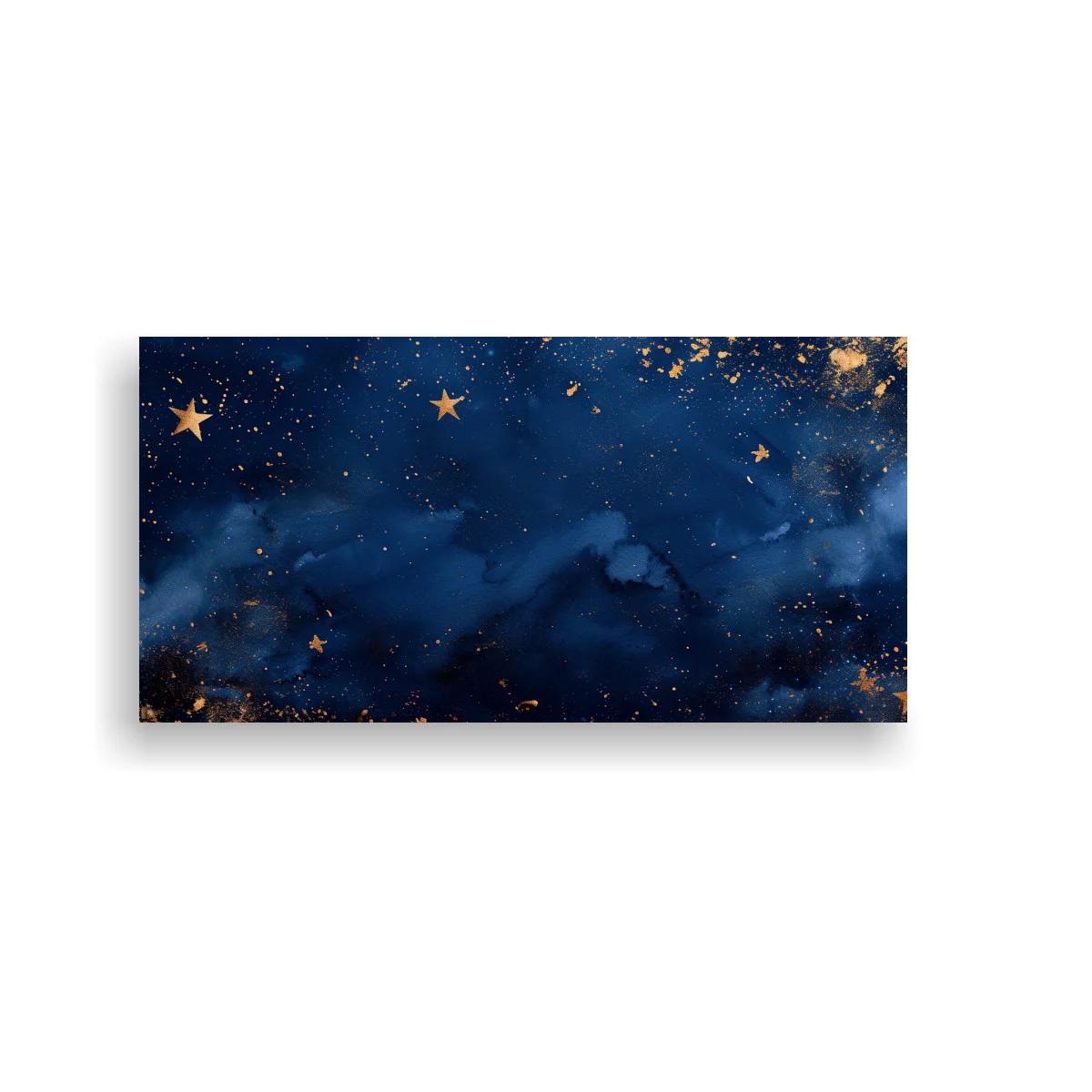 Cuadro cielo nocturno estrellado con salpicaduras doradas