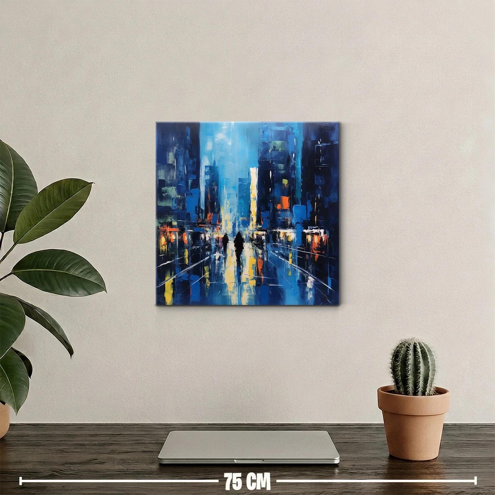 Paisaje urbano nocturno con reflejos vibrantes y figuras — miniatura 2
