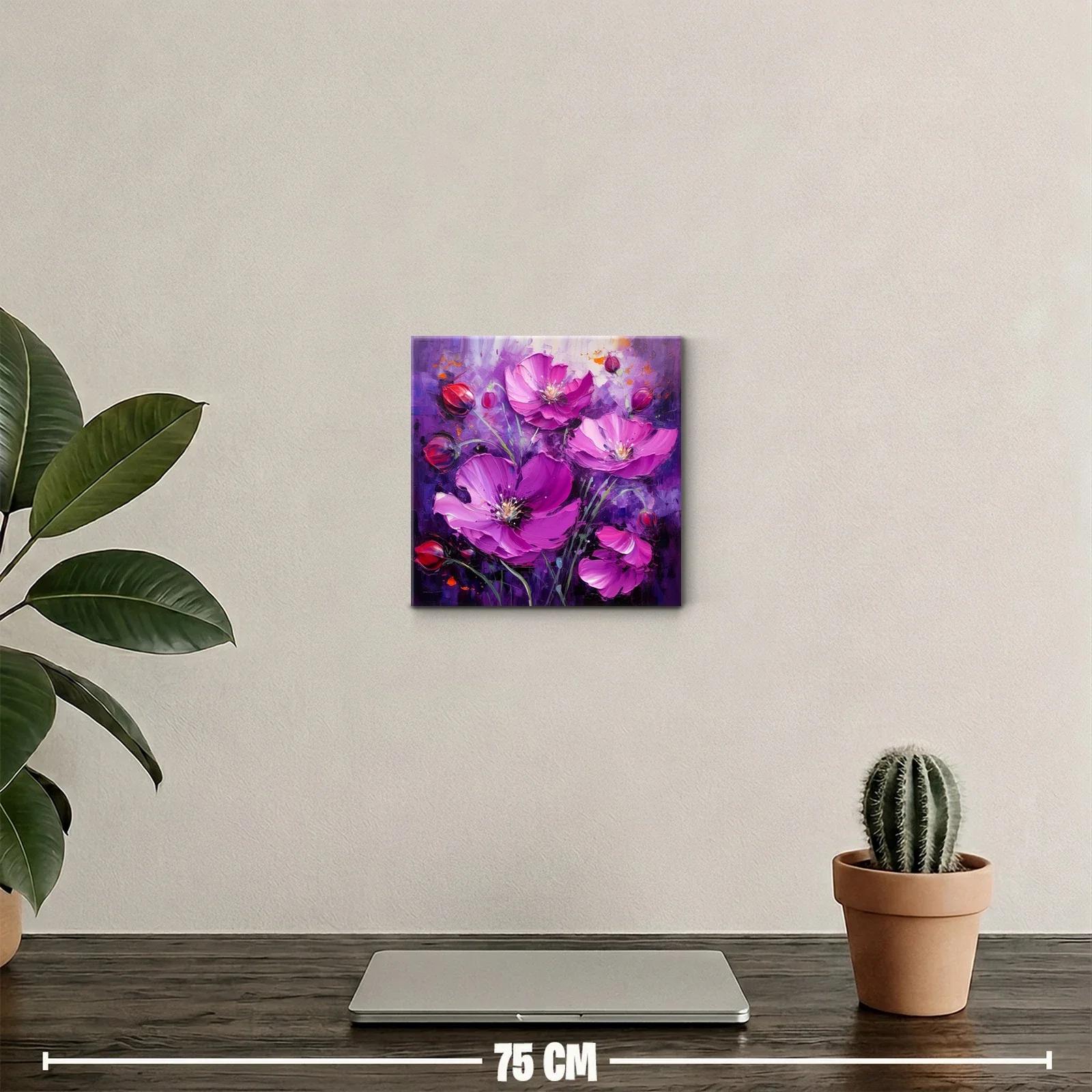 Cuadro floral en tonos violetas y fucsias vibrantes — miniatura 2
