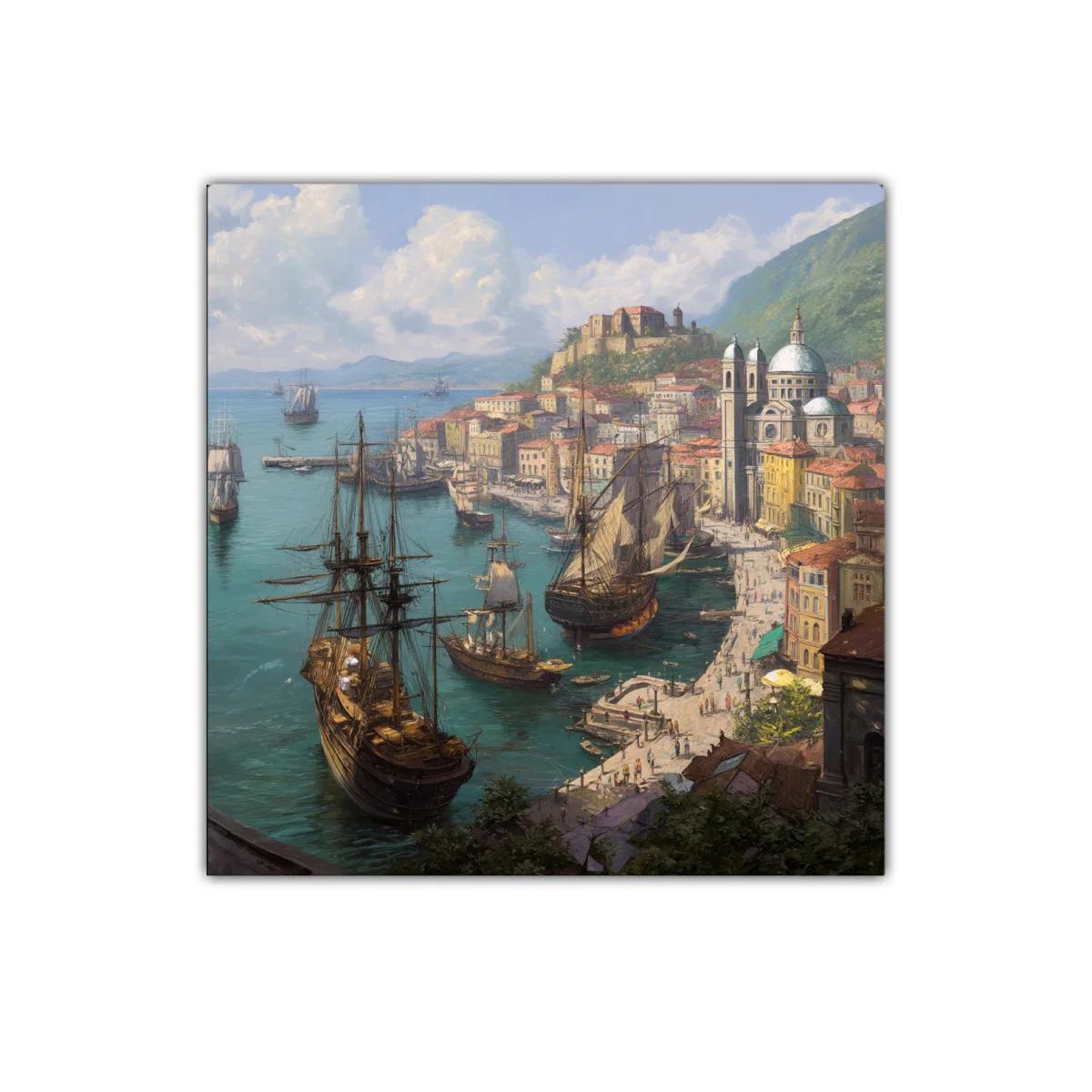 Puerto histórico con barcos de vela y arquitectura clásica — imagen principal