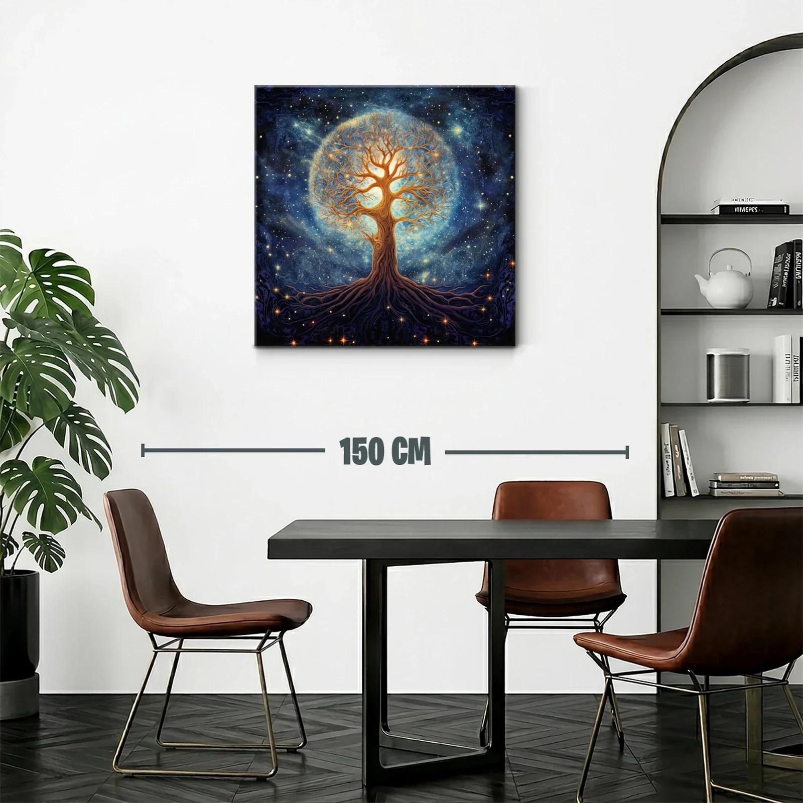Árbol de la vida iluminado en cosmos estrellado — miniatura 2