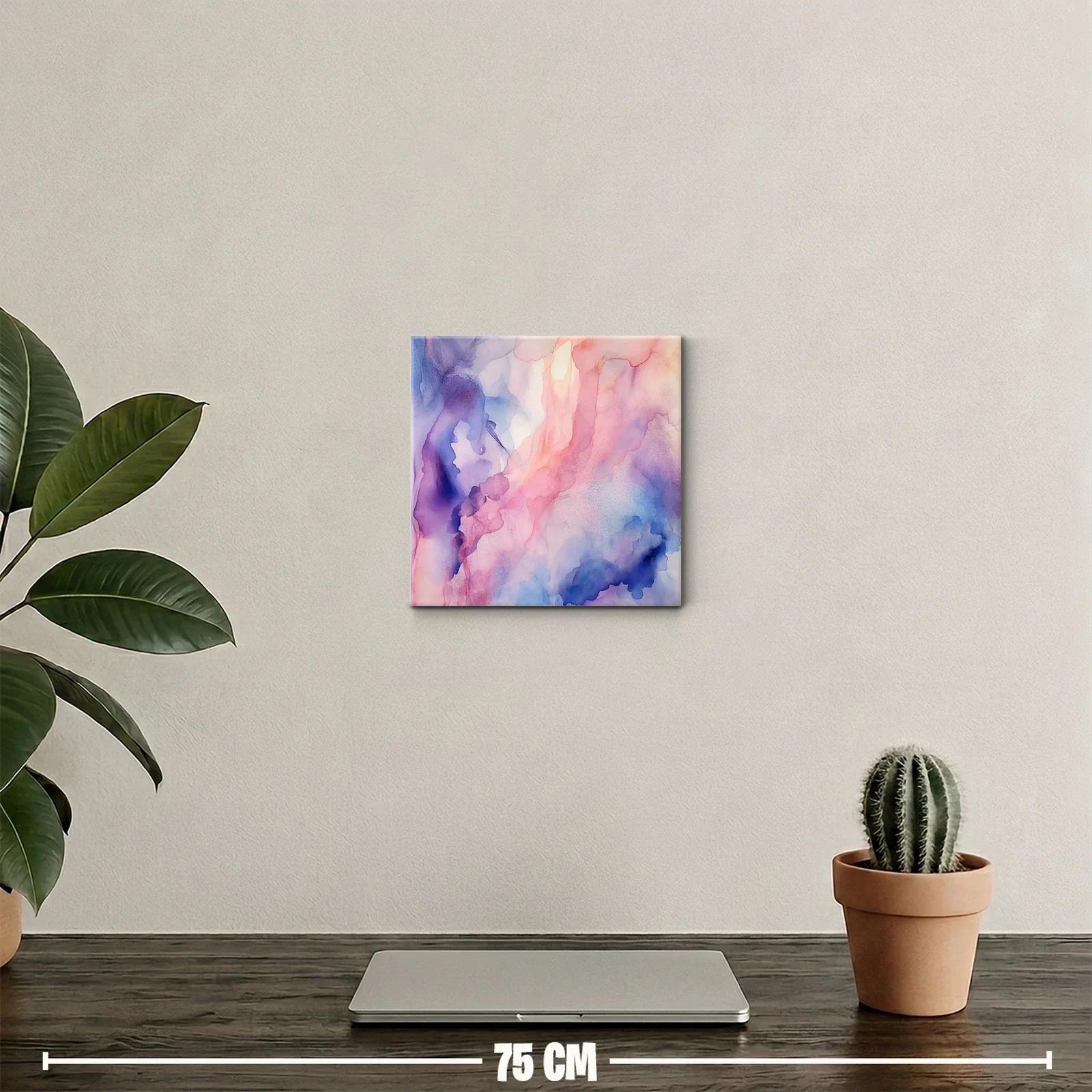 Cuadro abstracto con suaves tonalidades pastel y azules — miniatura 2