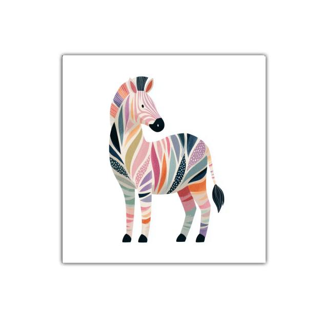 Cuadro decorativo de cebra con diseño abstracto y colores pastel