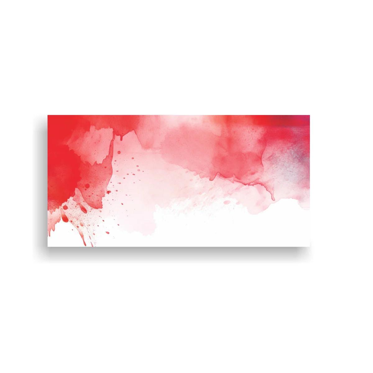 Cuadro mancha de acuarela roja con veladuras rosadas