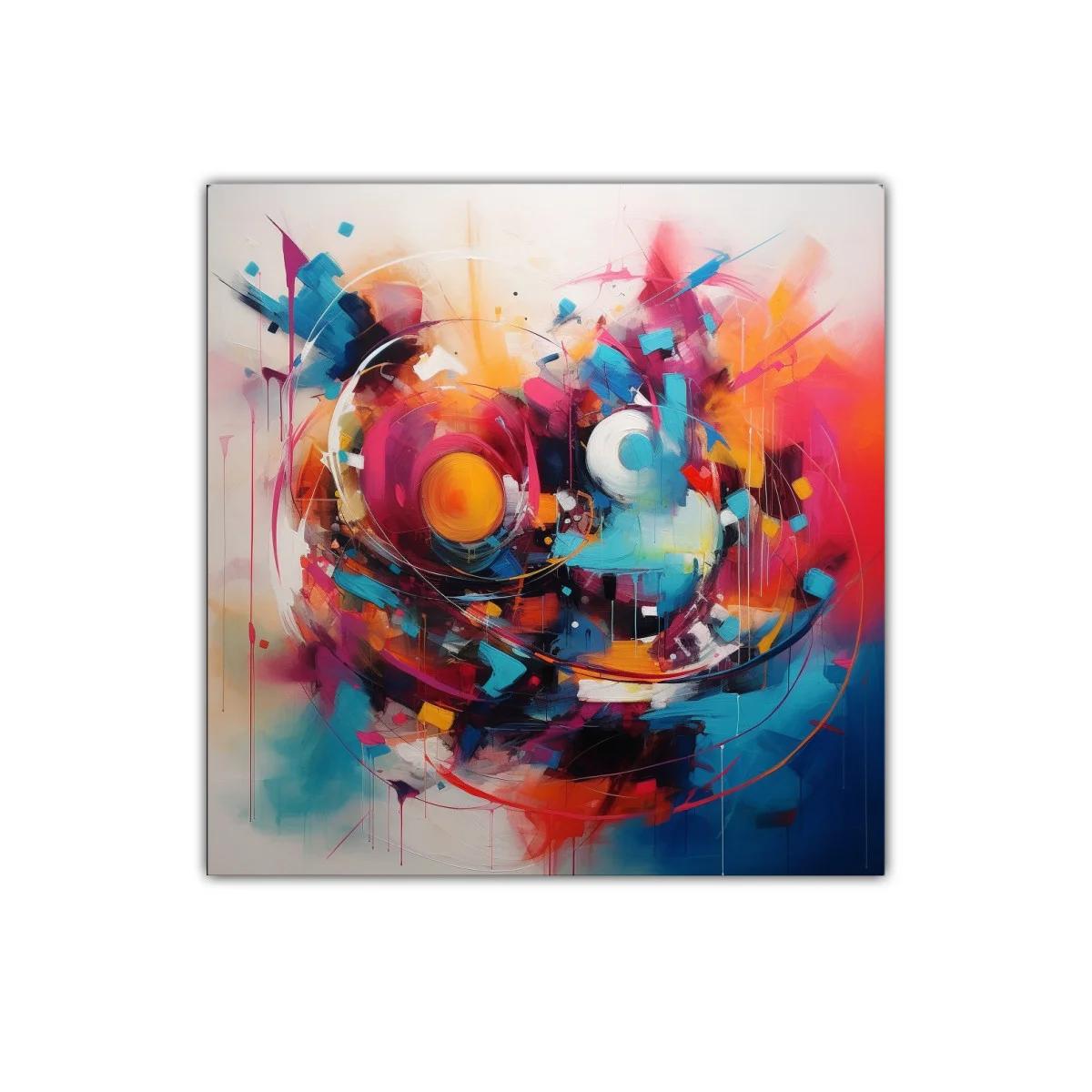 Cuadro abstracto moderno con explosión de color y energía