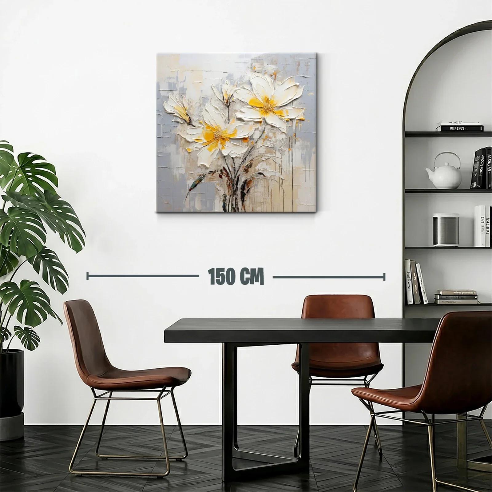 Flores blancas con toques amarillos sobre fondo neutro — miniatura 2