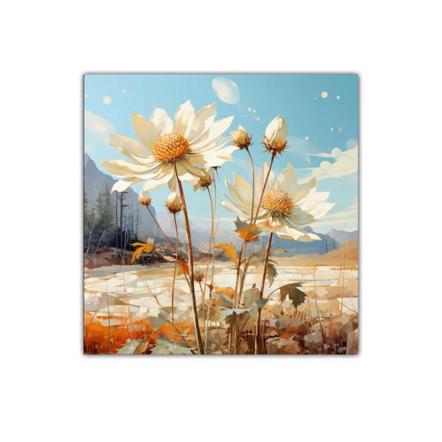 Flores luminosas en paisaje natural sereno