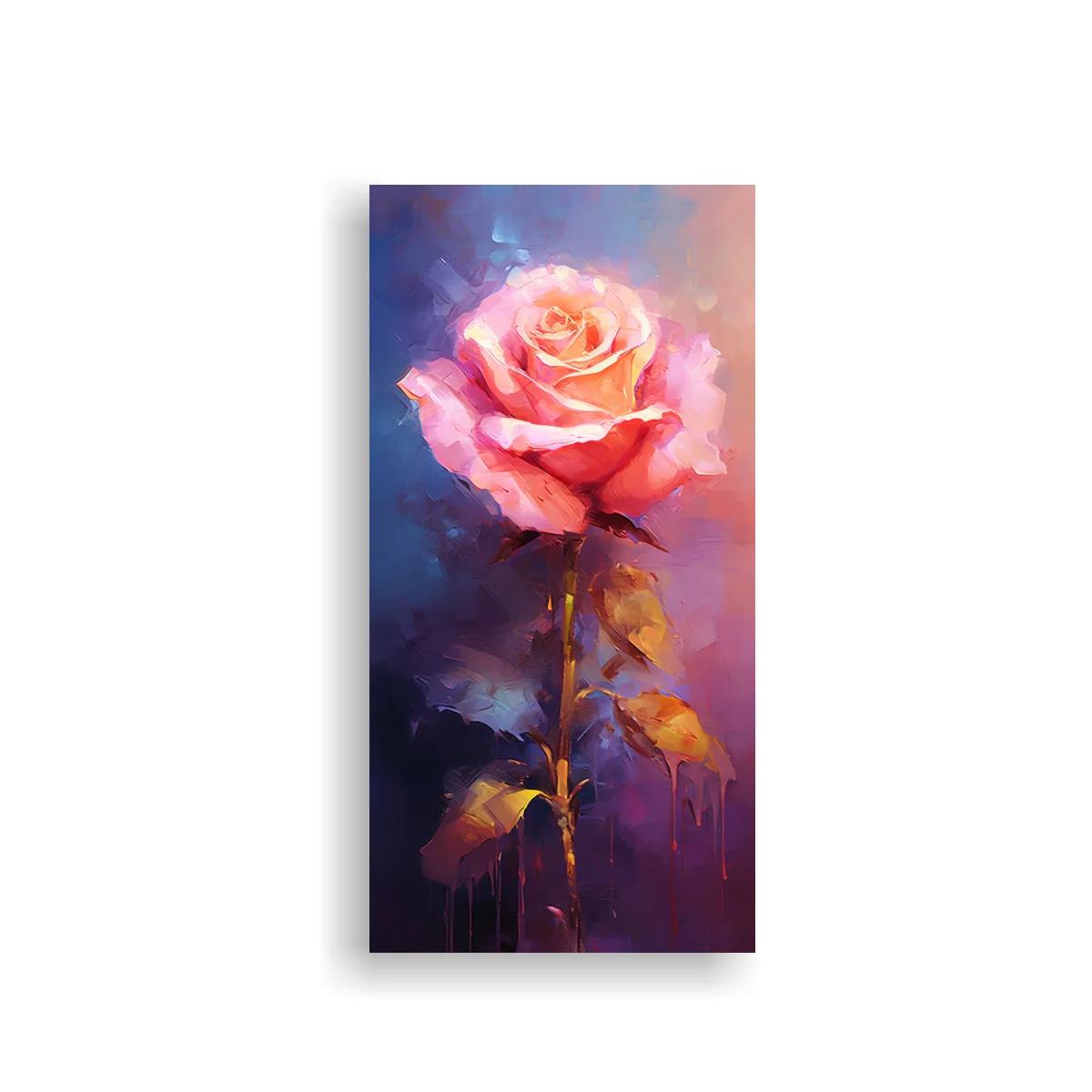 Cuadro rosa rosada con goteos expresivos