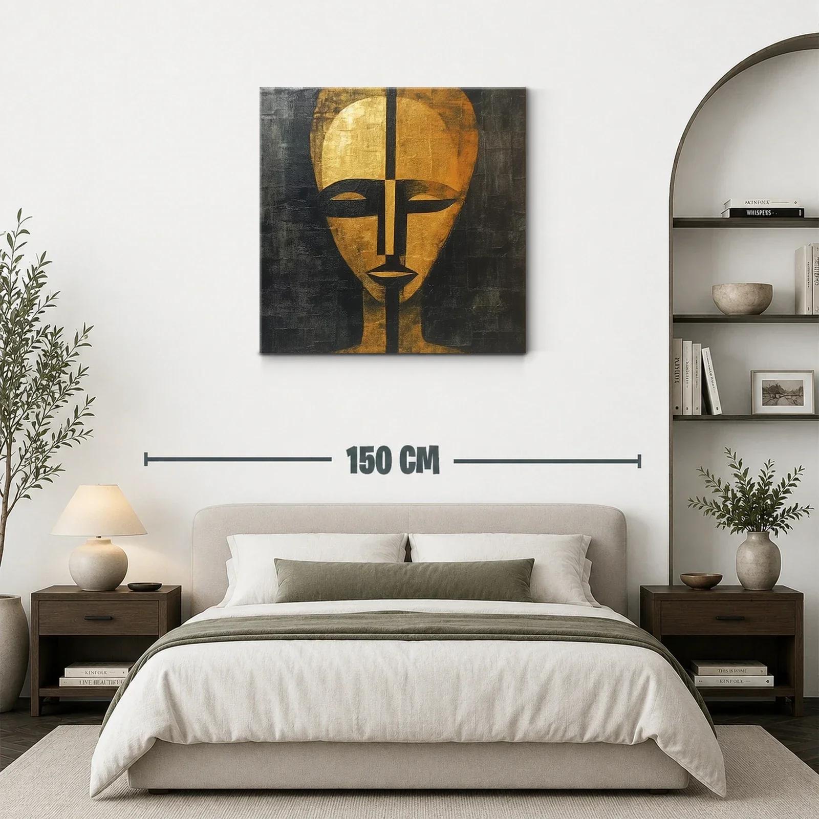 Rostro abstracto en tonos dorados y negros — miniatura 3
