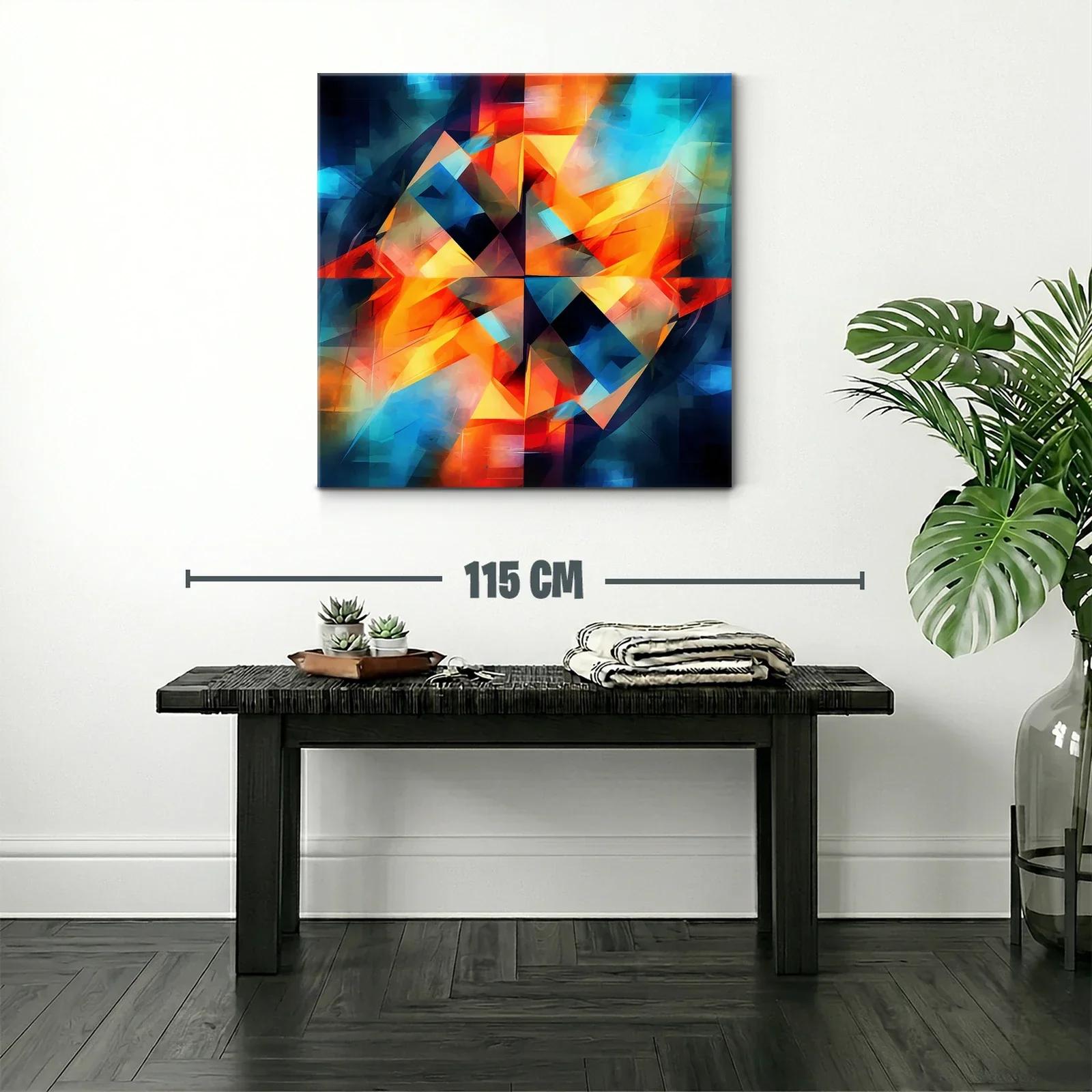 Cuadro abstracto con vibrantes tonos cálidos y fríos — miniatura 2
