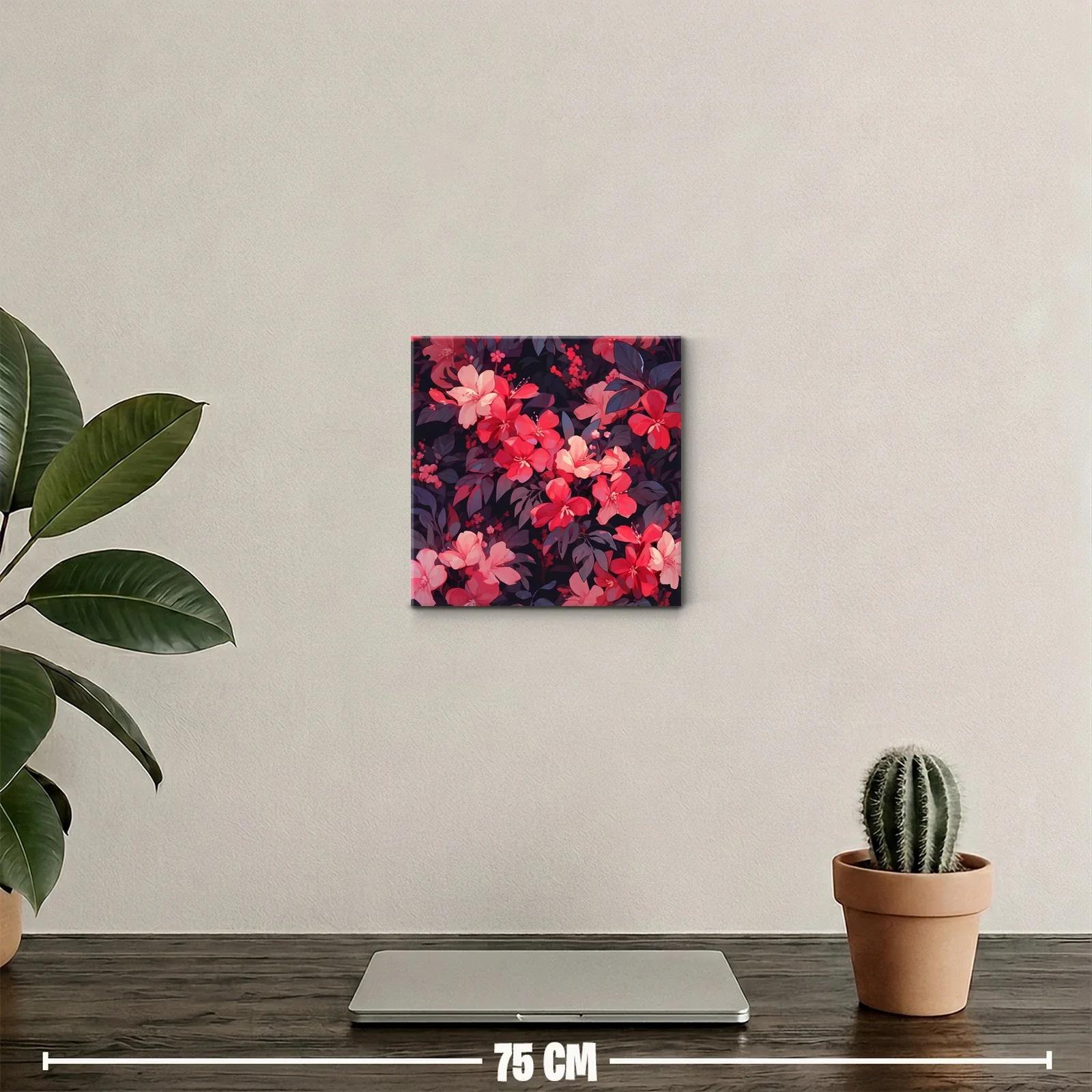Cuadro decorativo con flores rojas y fondo oscuro — miniatura 2