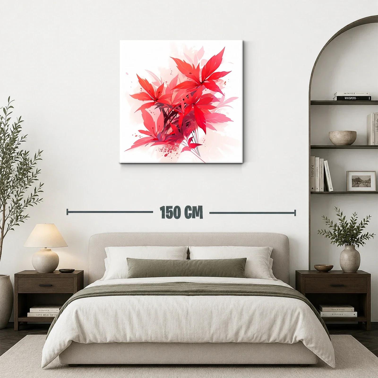 Cuadro con diseño floral en tonos rojos vibrantes y rosados — miniatura 3