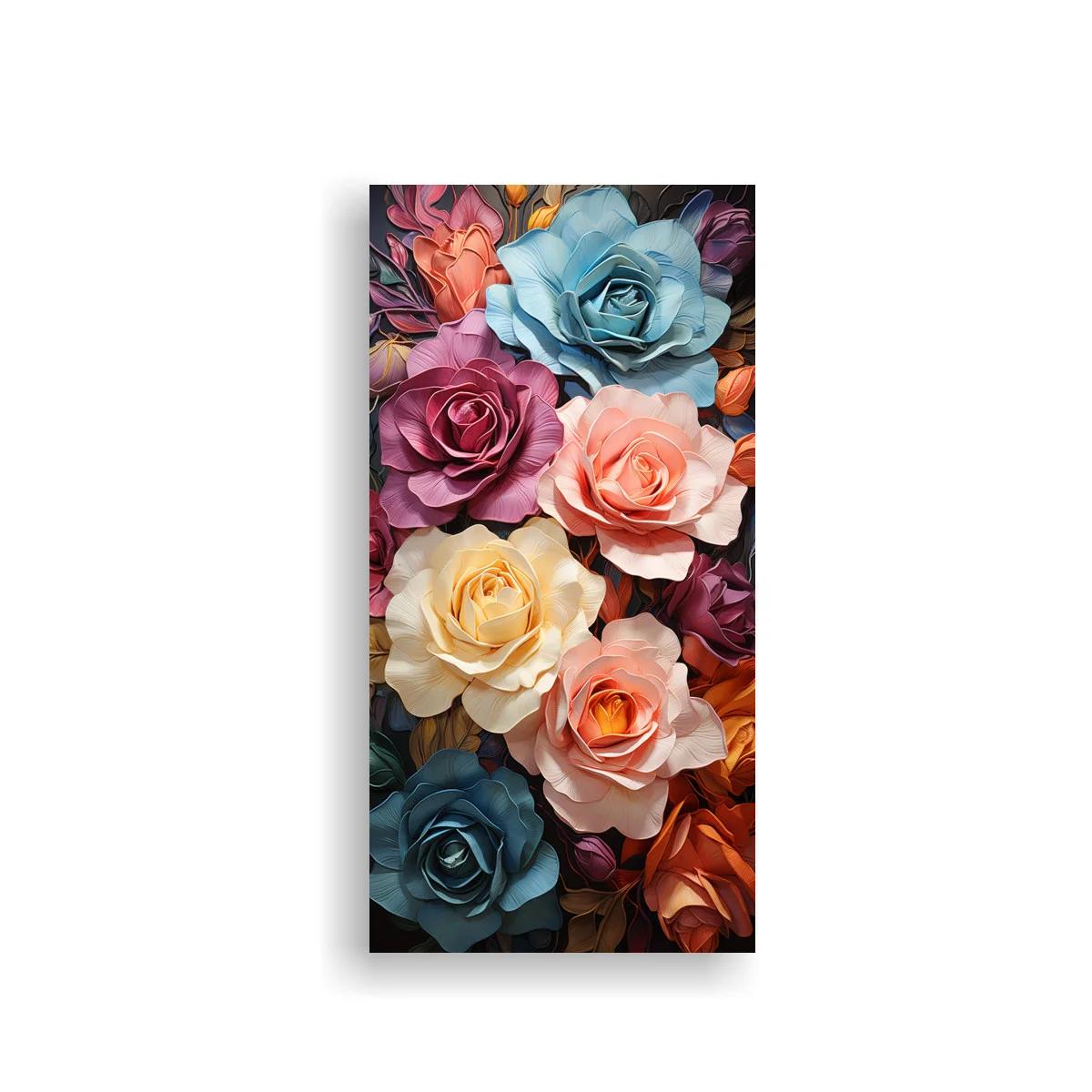 Cuadro ramo de rosas multicolor con sombras profundas
