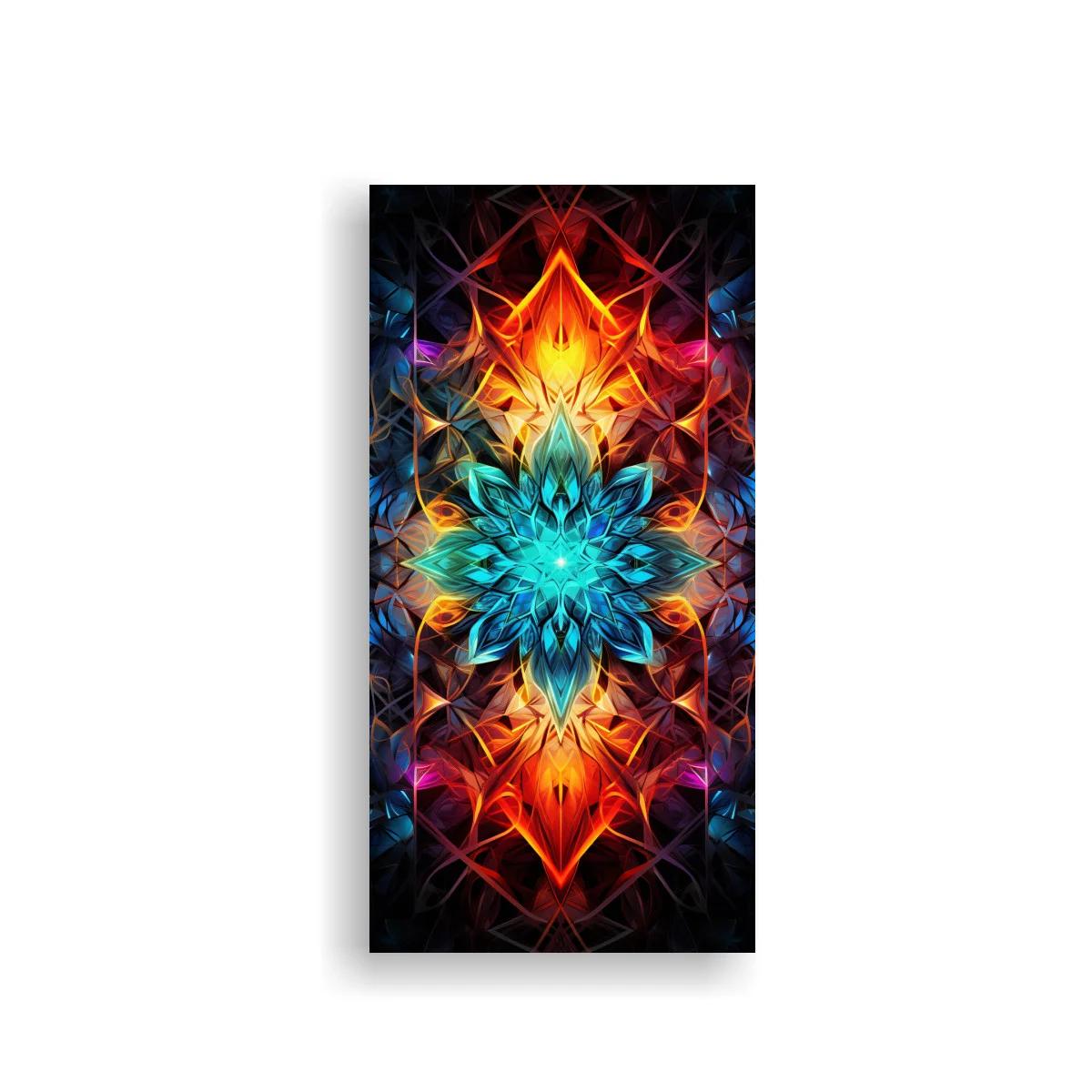 Cuadro mandala floral turquesa y dorado