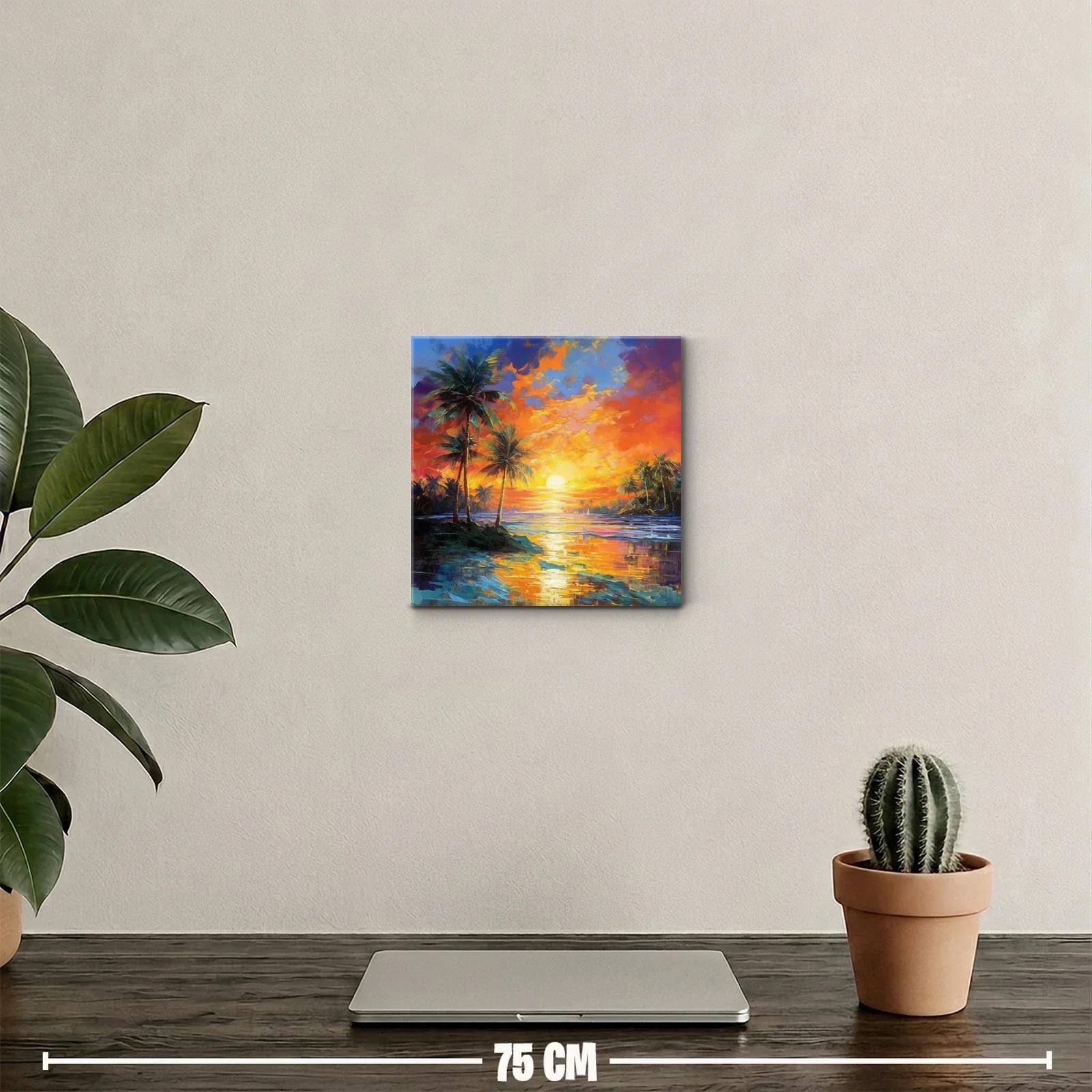 Atardecer tropical con palmeras y reflejos vibrantes — miniatura 2
