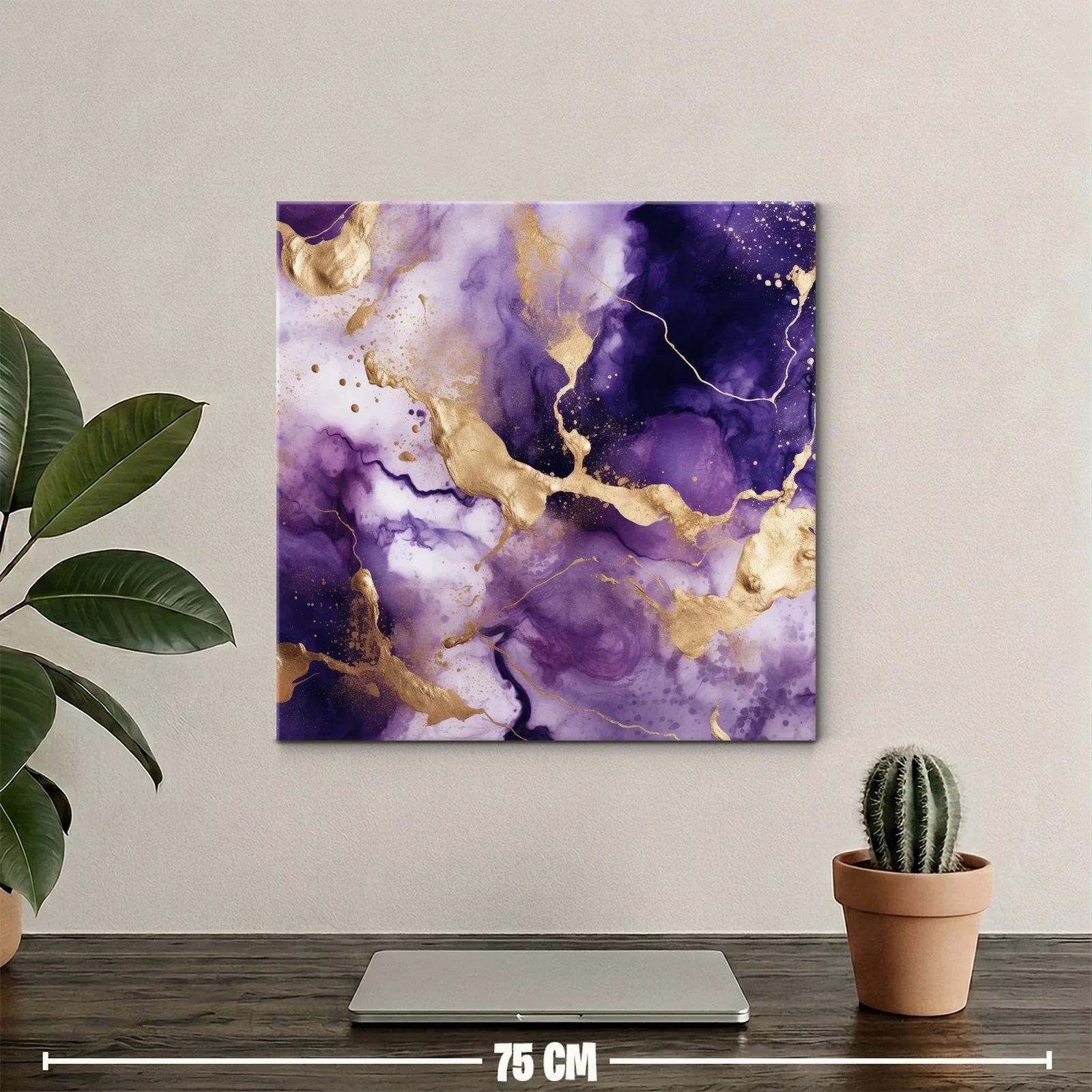 Arte abstracto en tonos púrpura y dorado elegante y moderno — miniatura 2