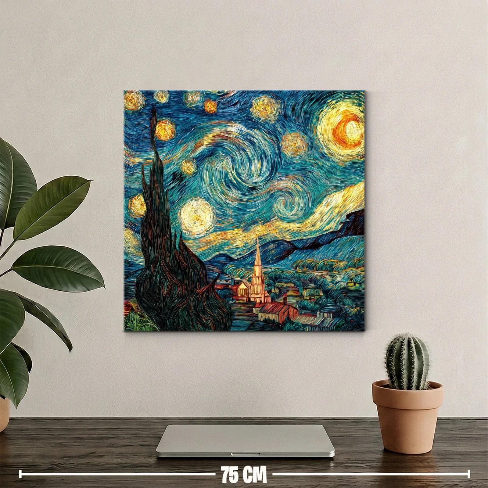 Cuadro inspirado en paisaje nocturno con cielo estrellado vibrante — miniatura 2