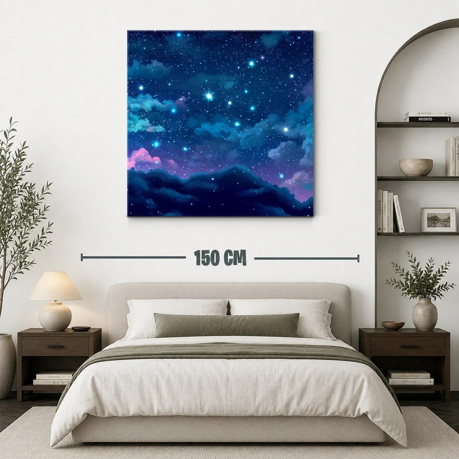 Cielo estrellado con nubes en tonos azules y morados — miniatura 3