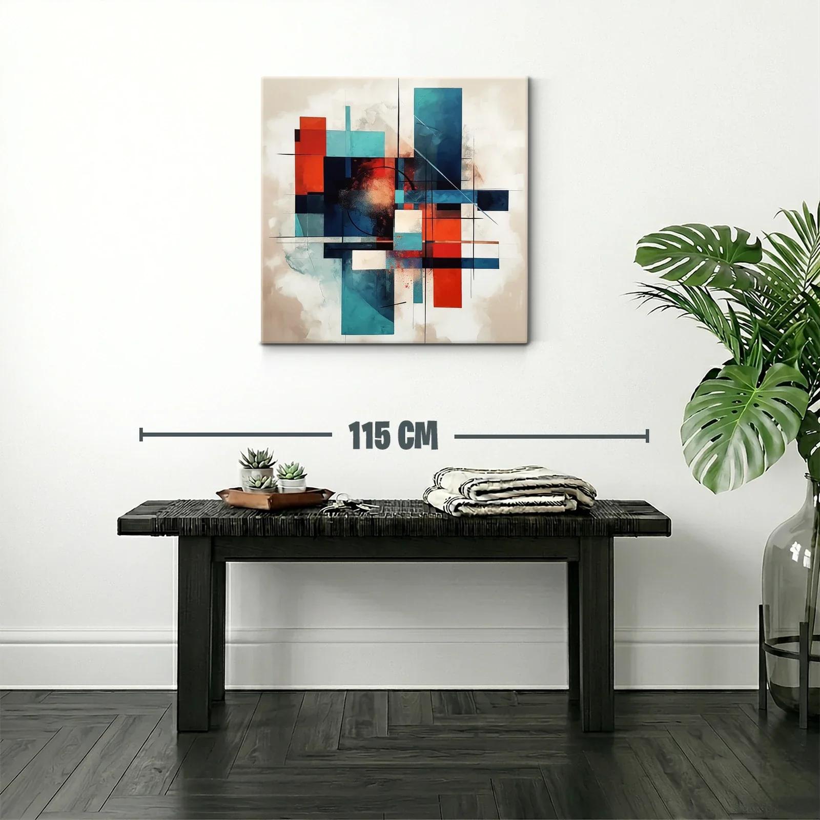 Composición abstracta en azul y rojo con formas geométricas — miniatura 2