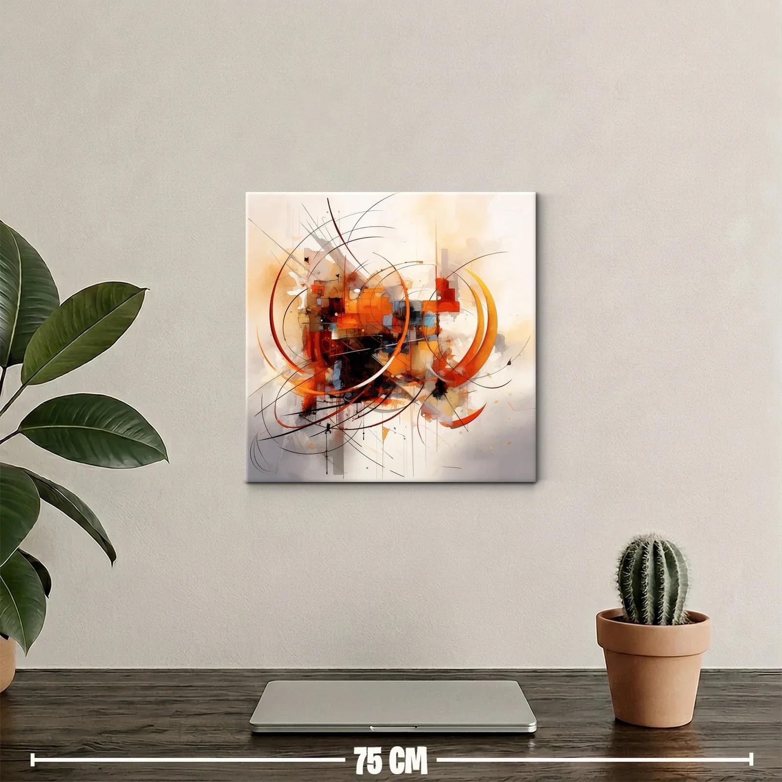 Composición abstracta en tonos cálidos y líneas curvas dinámicas — miniatura 2