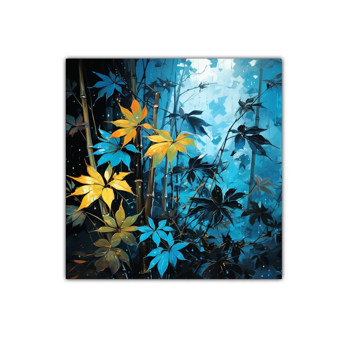 Hojas vibrantes en tonos azul y amarillo para decorar — imagen principal