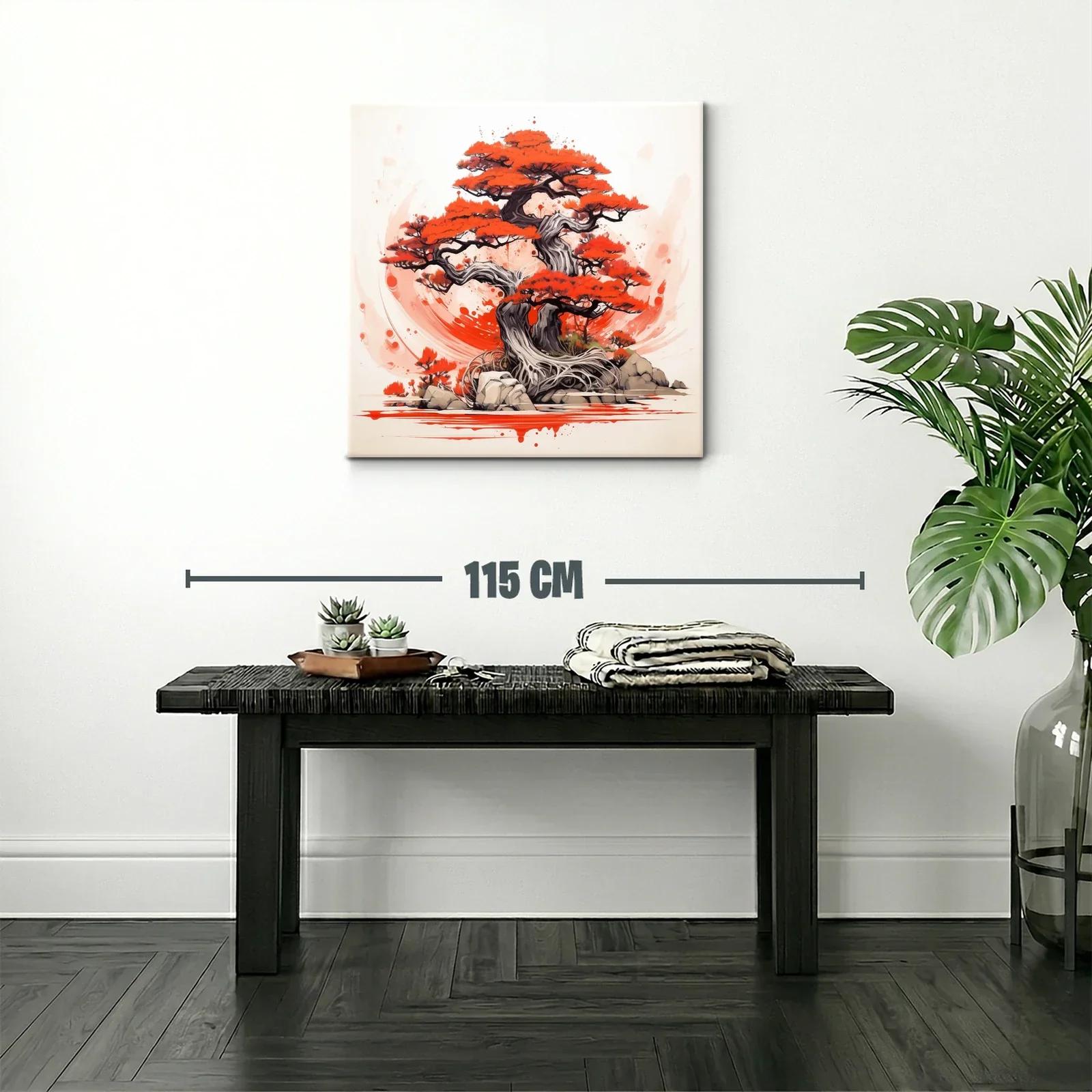 Árbol de bonsái con vibrantes tonos rojo y gris — miniatura 2