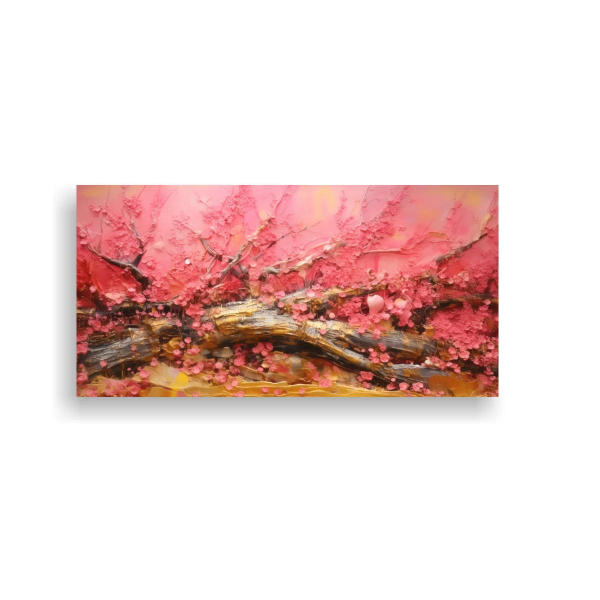 Cuadro rama de cerezo en flor con fondo rosa y melocotón — imagen principal