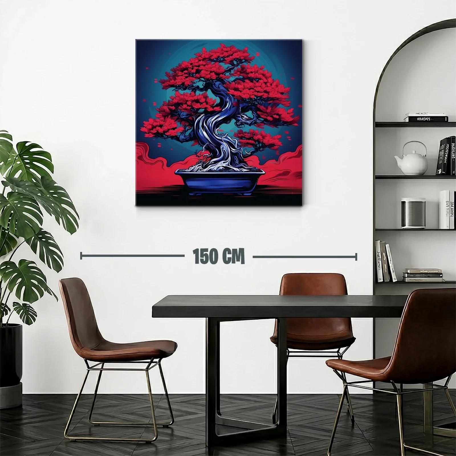 Bonsái rojo vibrante con fondo azul profundo — miniatura 2