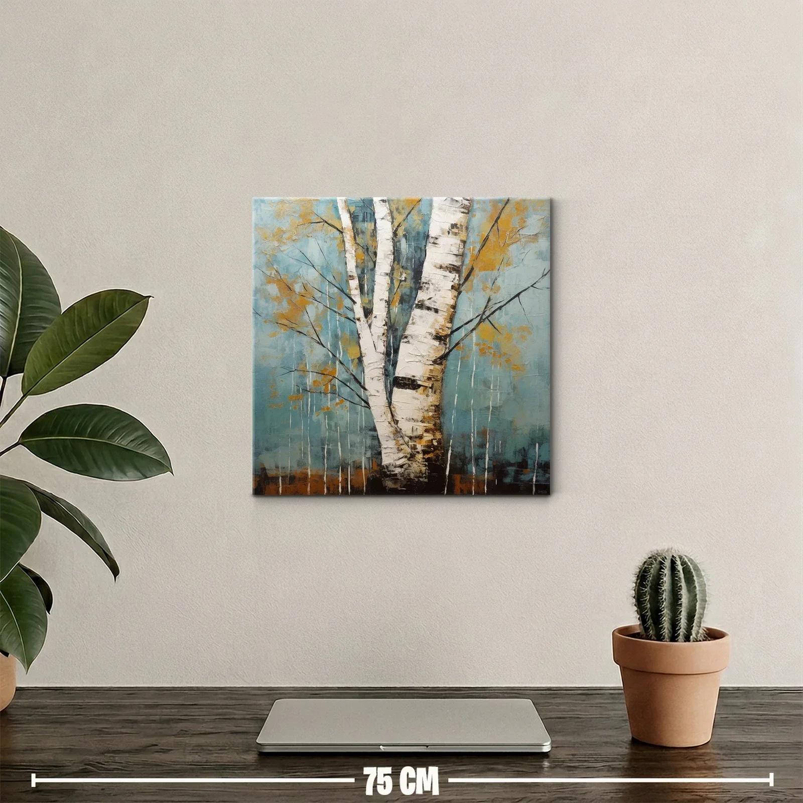 Troncos de abedul en paisaje otoñal sereno — miniatura 2