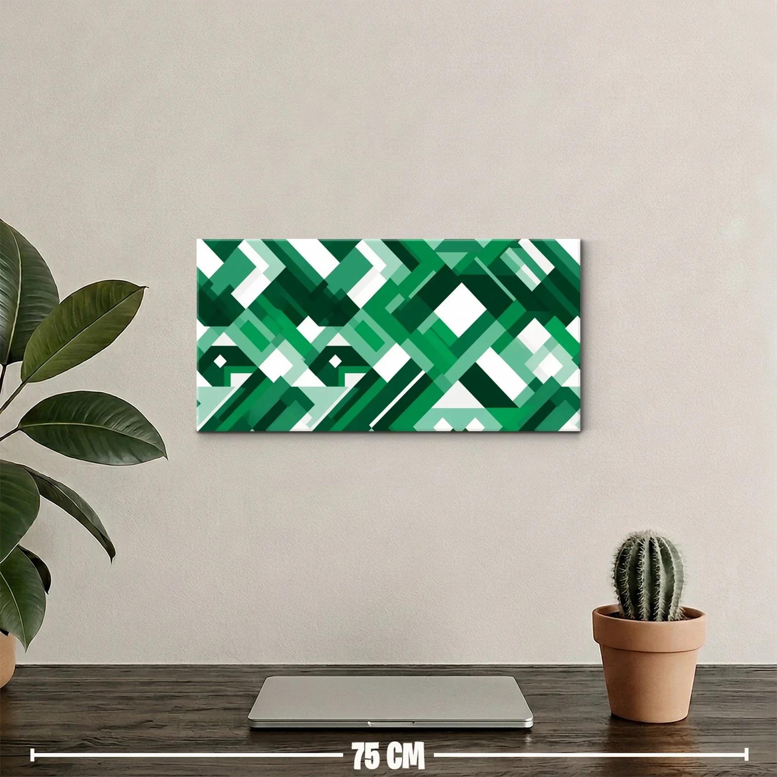 Cuadro patrón geométrico de rombos verdes y blancos — miniatura 2