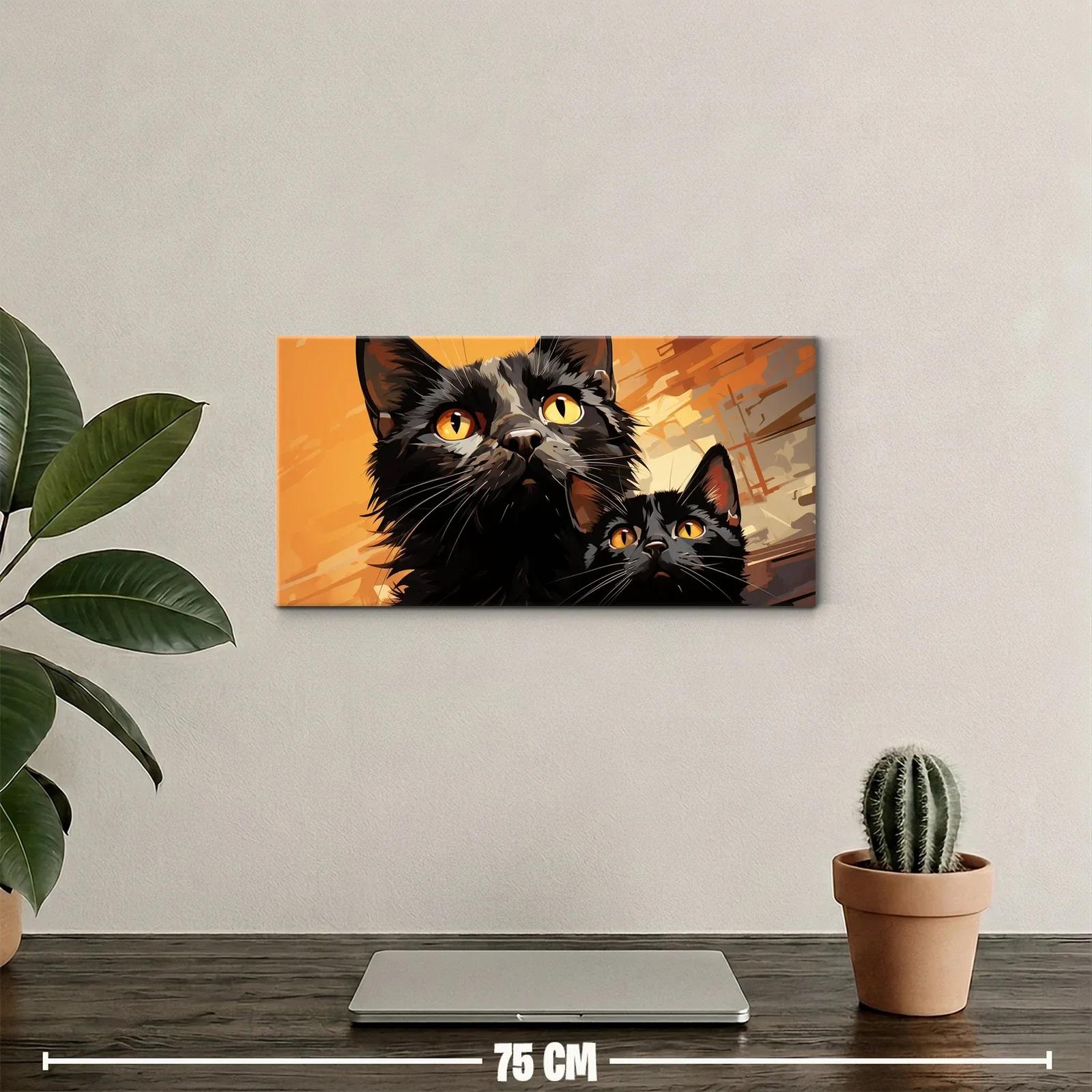 Cuadro de dos gatos negros mirando hacia arriba — miniatura 2