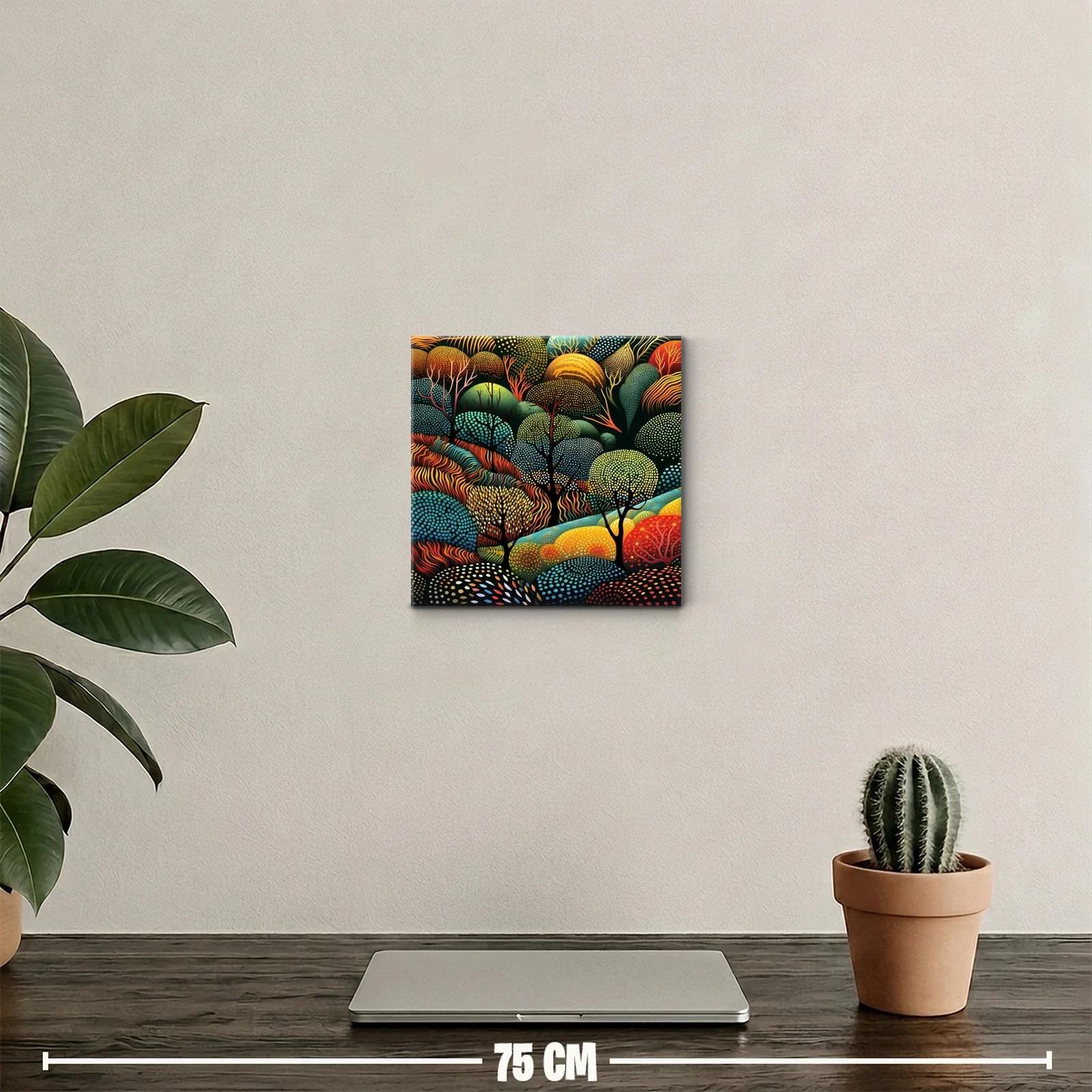 Paisaje abstracto vibrante con árboles y montañas coloridas — miniatura 2