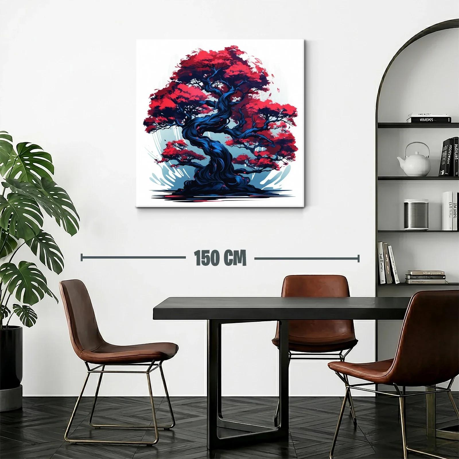 Árbol elegante con follaje rojo vibrante y tronco azul oscuro — miniatura 2