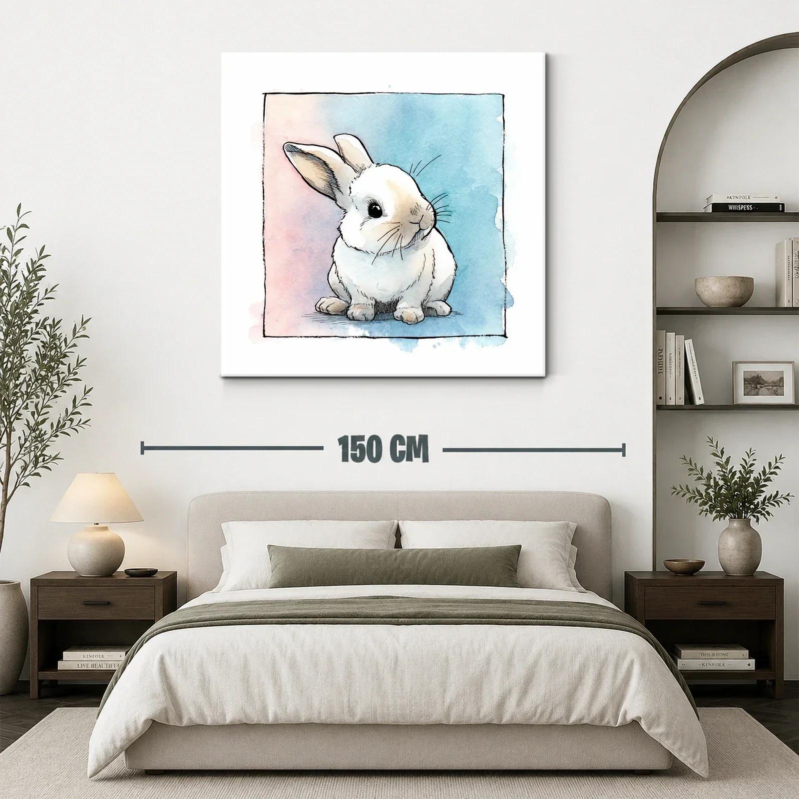 Dulce ilustración de conejo tierno en acuarela suave — miniatura 3