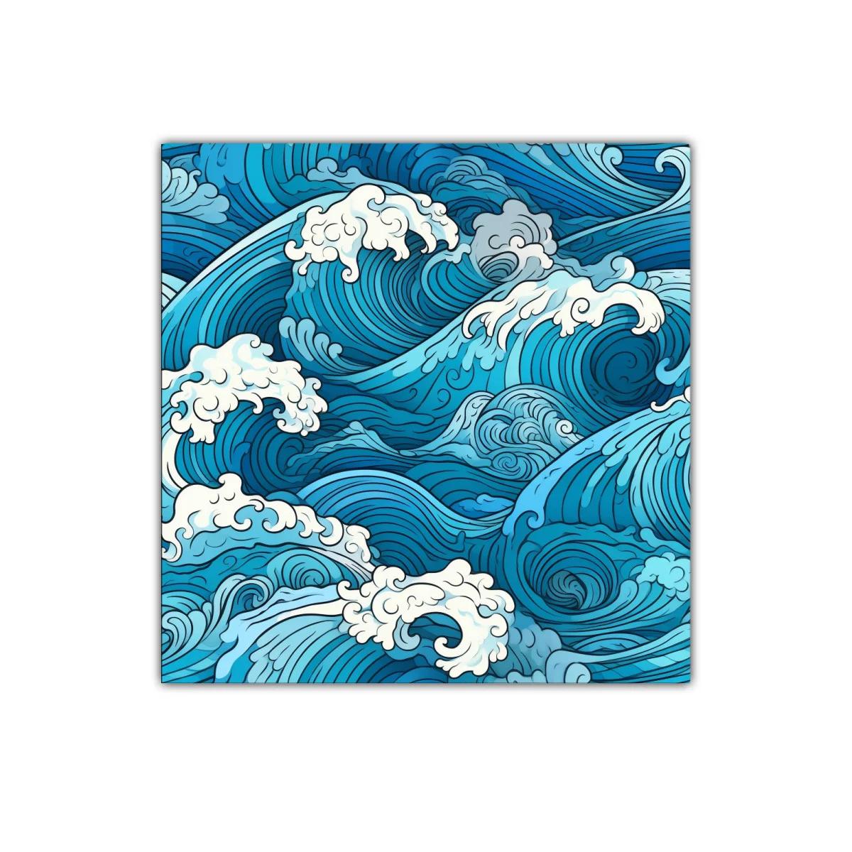 Cuadro decorativo con diseño de olas marinas estilizadas — imagen principal