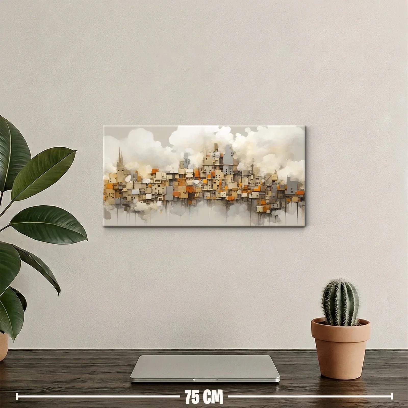 Cuadro skyline urbano en acuarela con chapiteles — miniatura 2