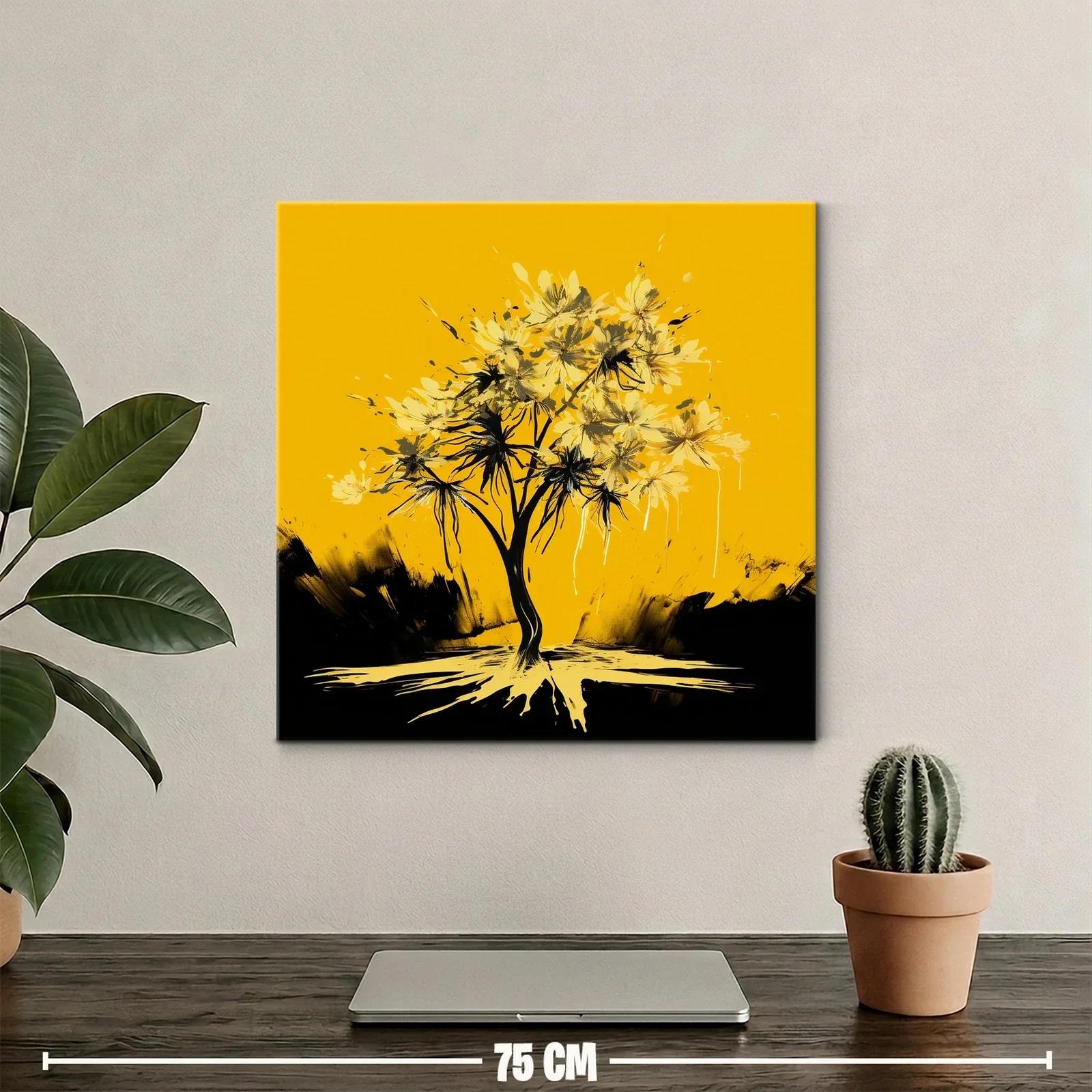 Árbol abstracto con flores amarillas sobre fondo vibrante — miniatura 2