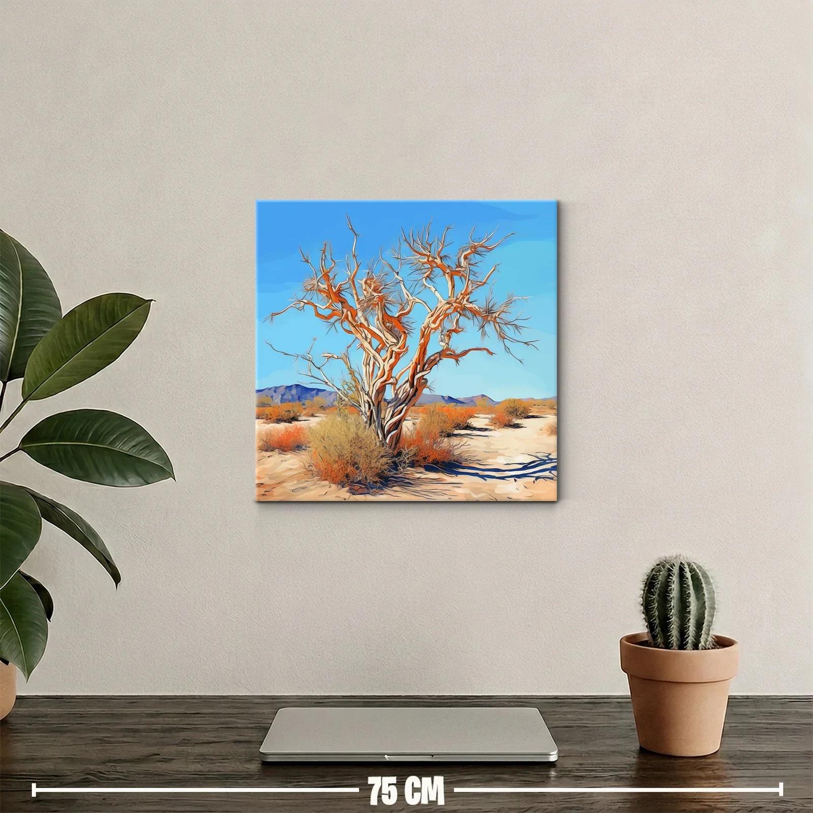Árbol retorcido en paisaje desértico bajo cielo azul claro — miniatura 2