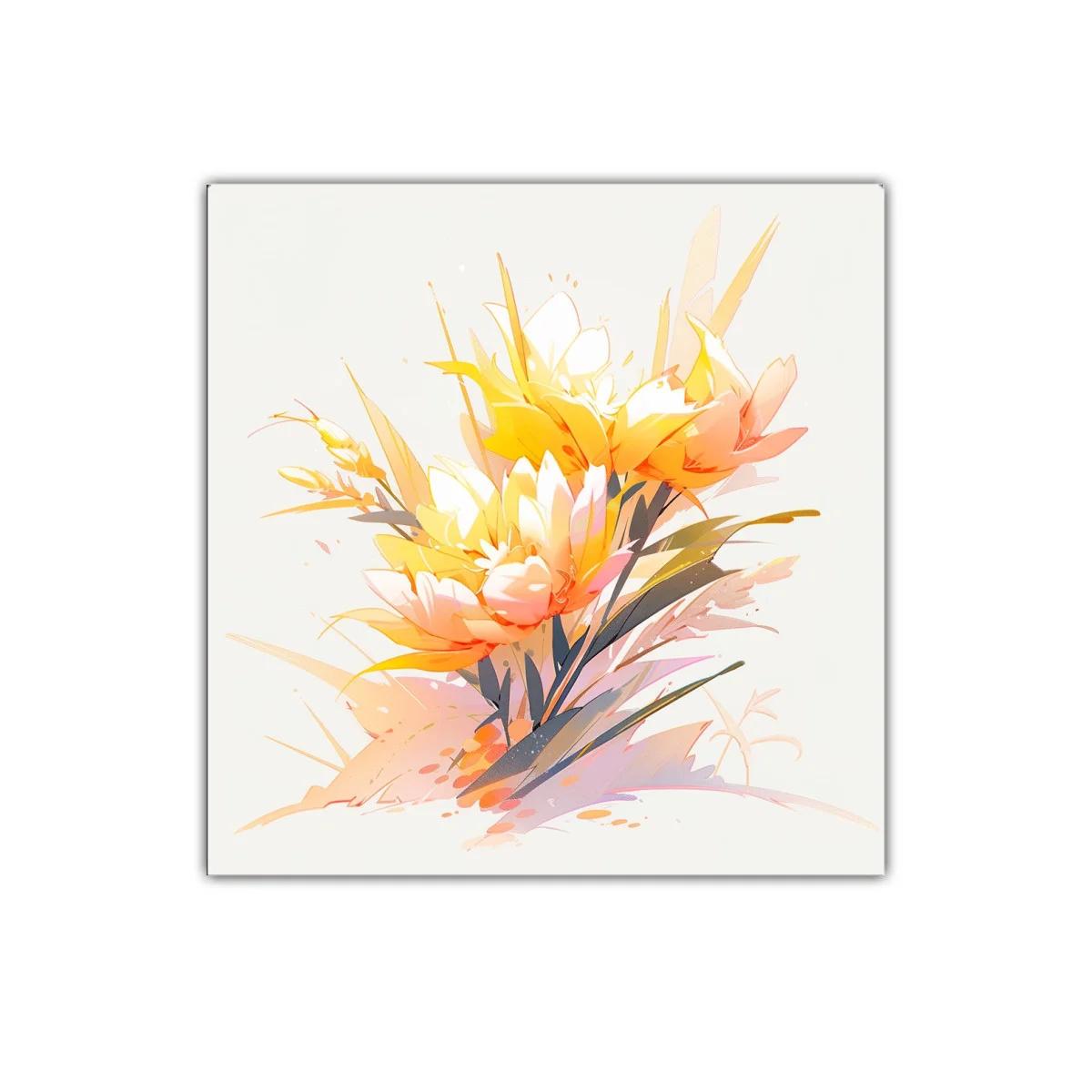 Cuadro Floral con Tonos Anaranjados y Amarillos Vibrantes