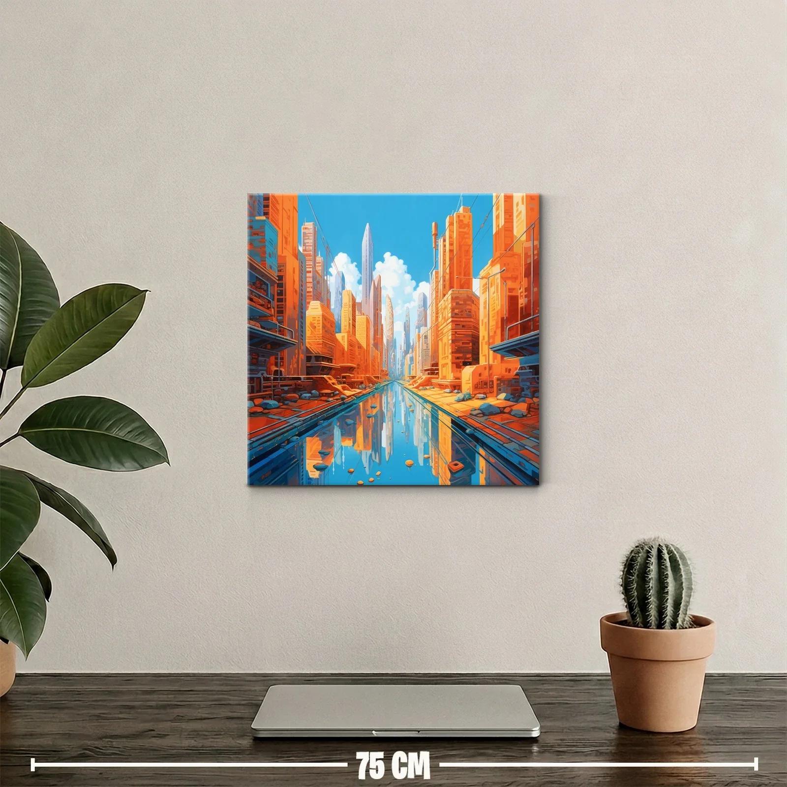Panorama urbano vibrante con reflejos en canal central — miniatura 2